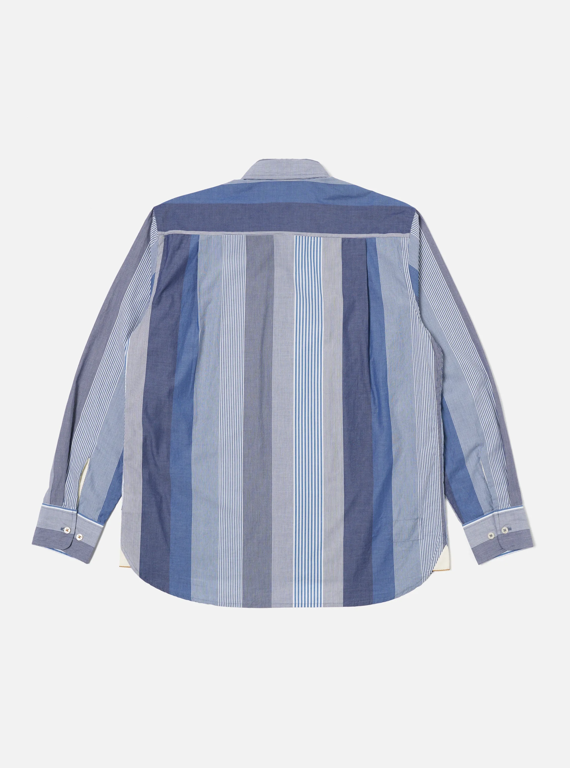 Universal Works Square Pocket Shirt in Blue Multi Stripe Cotton sold by Universal Works product image thumbnail 2