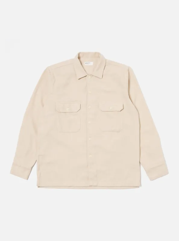 Universal Works L/S Utility Shirt in Ecru Alaska Cotton sold by Universal Works