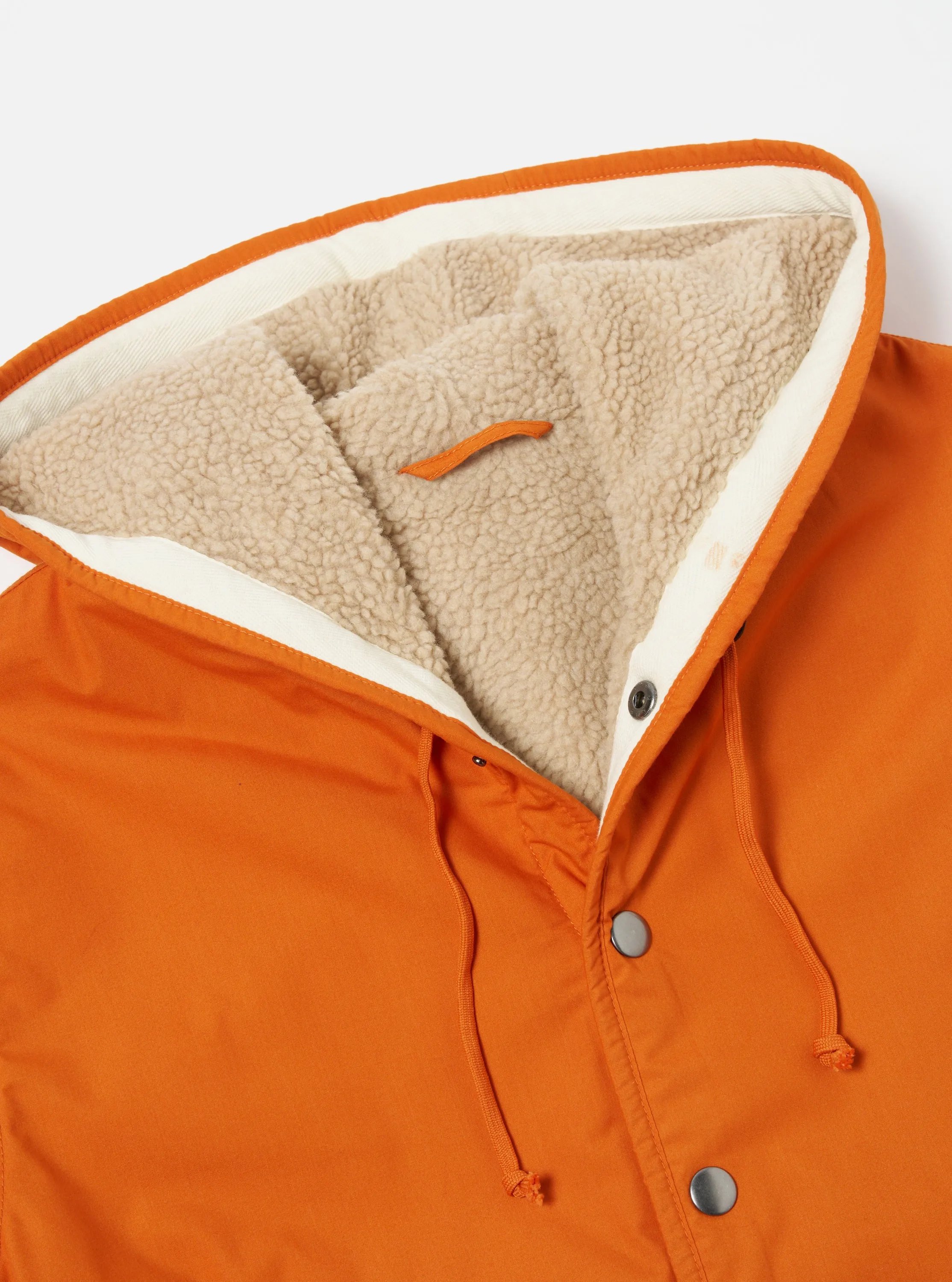 Universal Works Reversible Simple Hooded Jacket in Orange/Sand Recycled Polytech/Sherpa sold by Universal Works product image thumbnail 5
