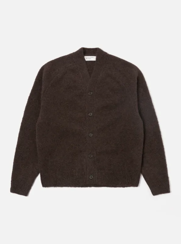 Universal Works David Cardigan in Brown Alpaca Knit sold by Universal Works