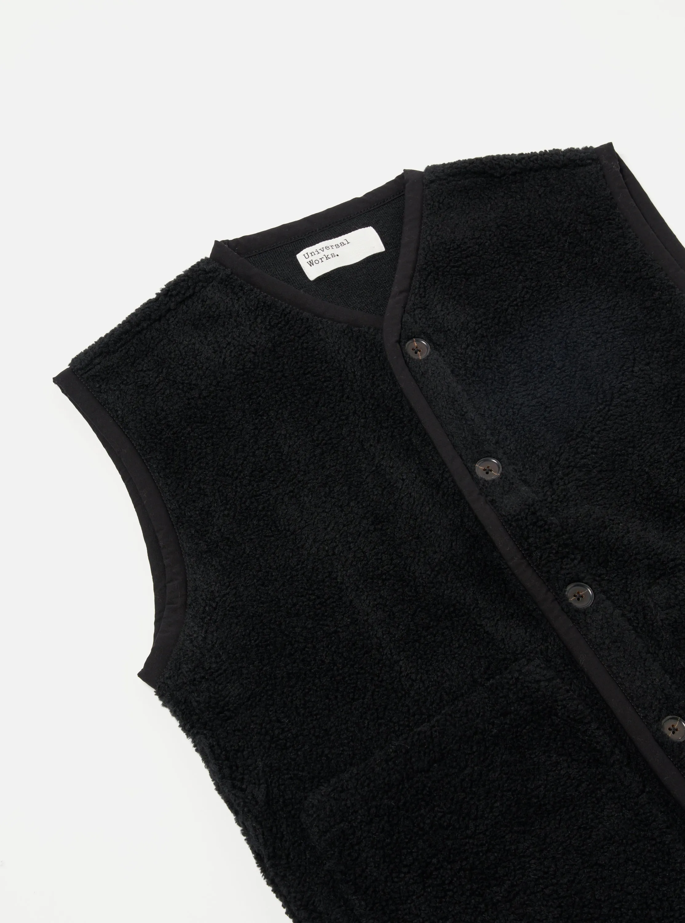 Universal Works Lancaster Gilet in Black Mountain Fleece sold by Universal Works product image thumbnail 3