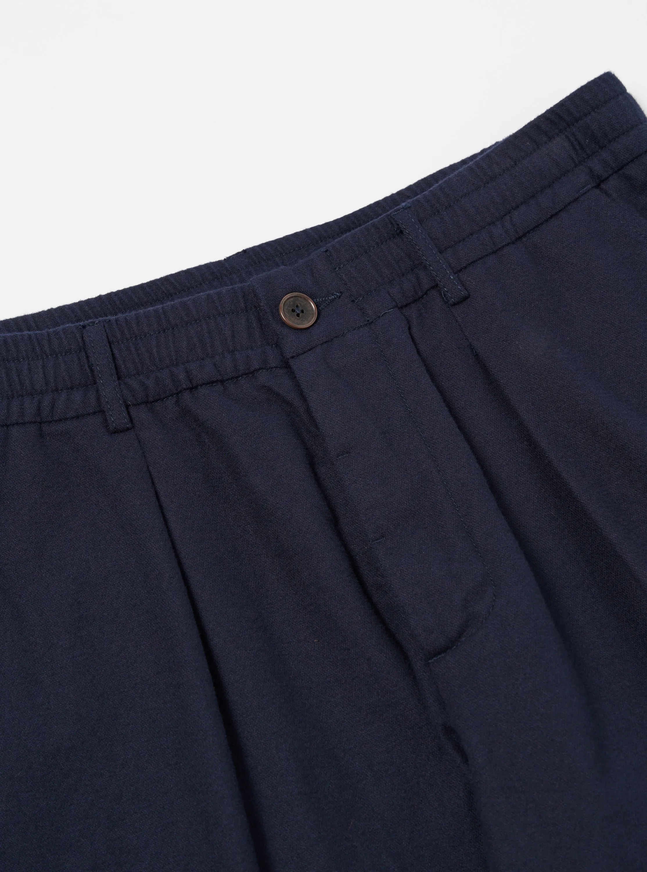 Universal Works Pleated Track Pant in Navy Brushed Moleskin sold by Universal Works product image thumbnail 3