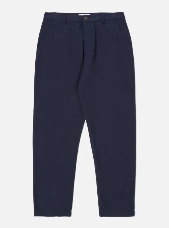Universal Works Military Chino in Navy Brushed Moleskin sold by Universal Works
