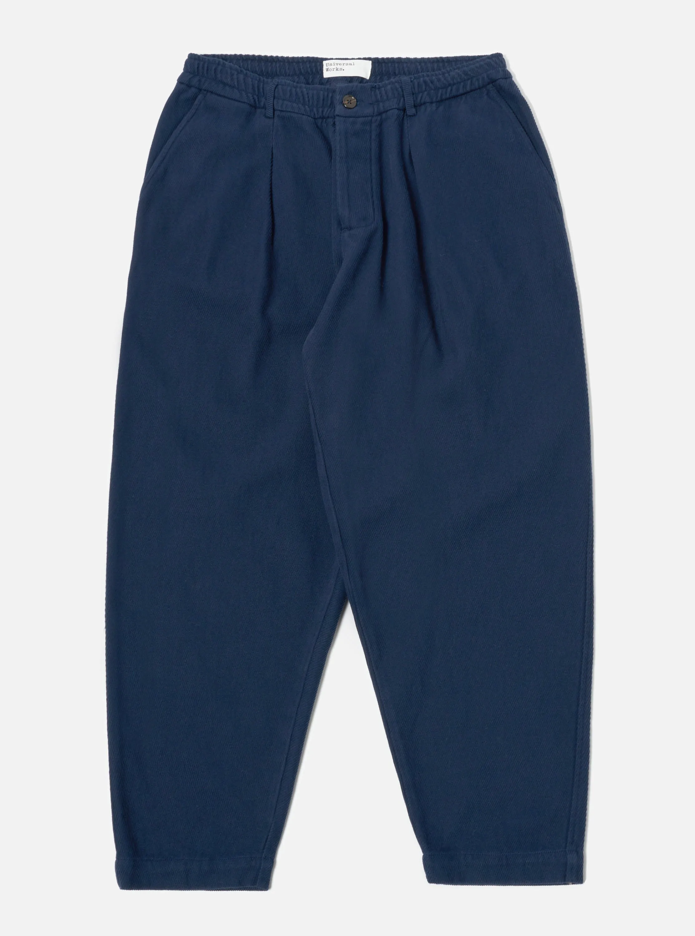 Universal Works Pleated Track Pant in Navy Super Twill sold by Universal Works