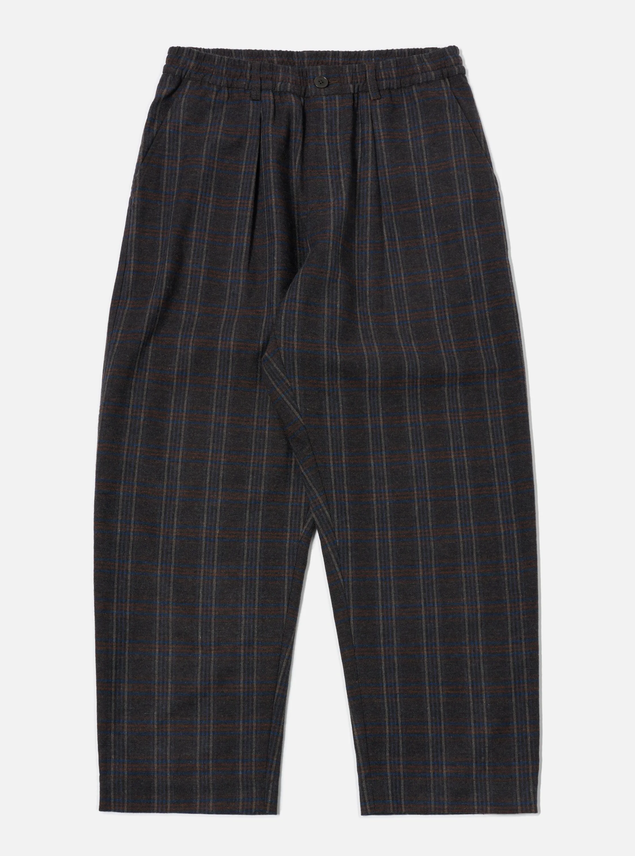 Universal Works Oxford Pant in Brown Twist Wool Check sold by Universal Works