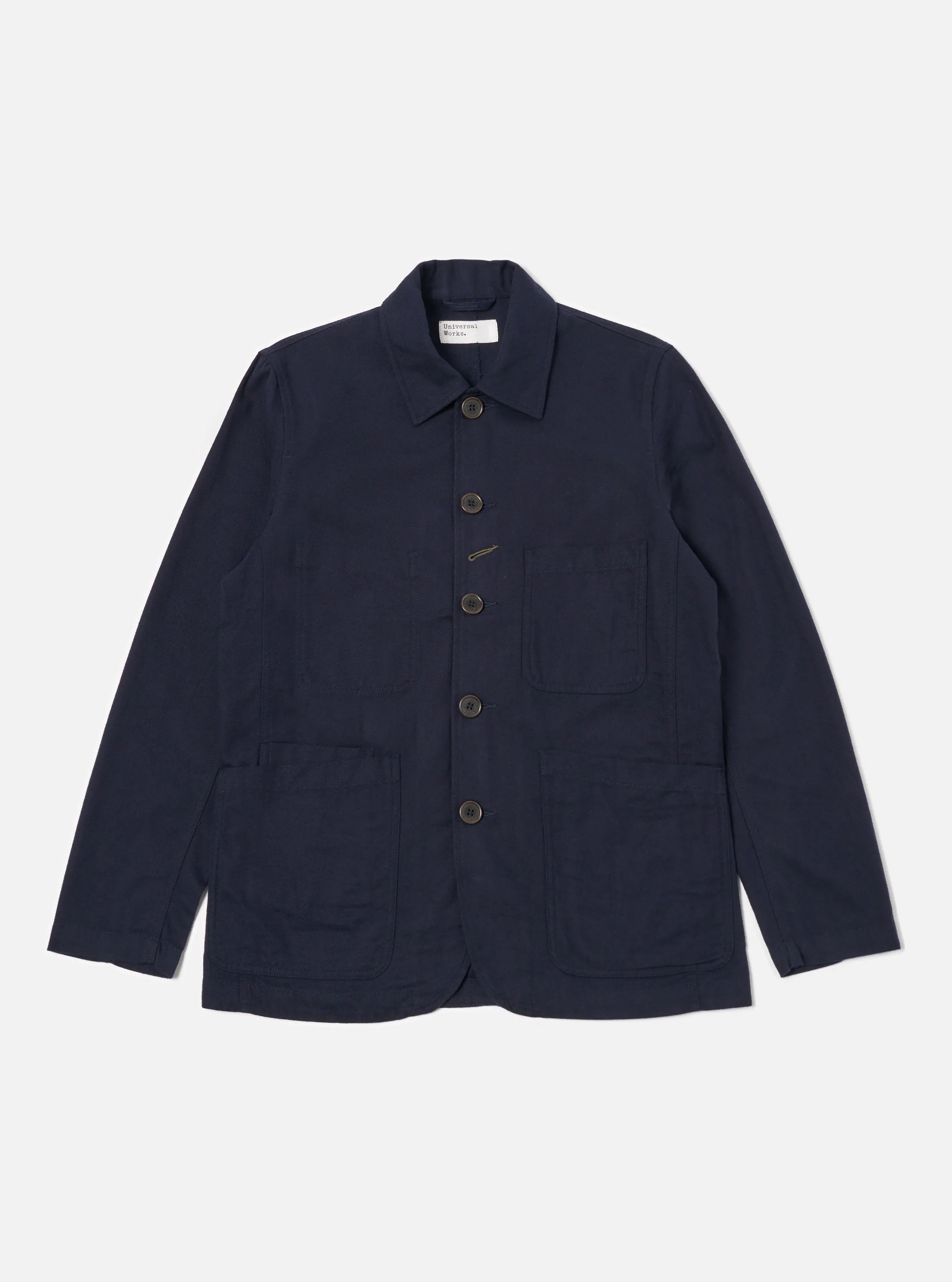 Universal Works Bakers Jacket in Navy Brushed Moleskin sold by Universal Works