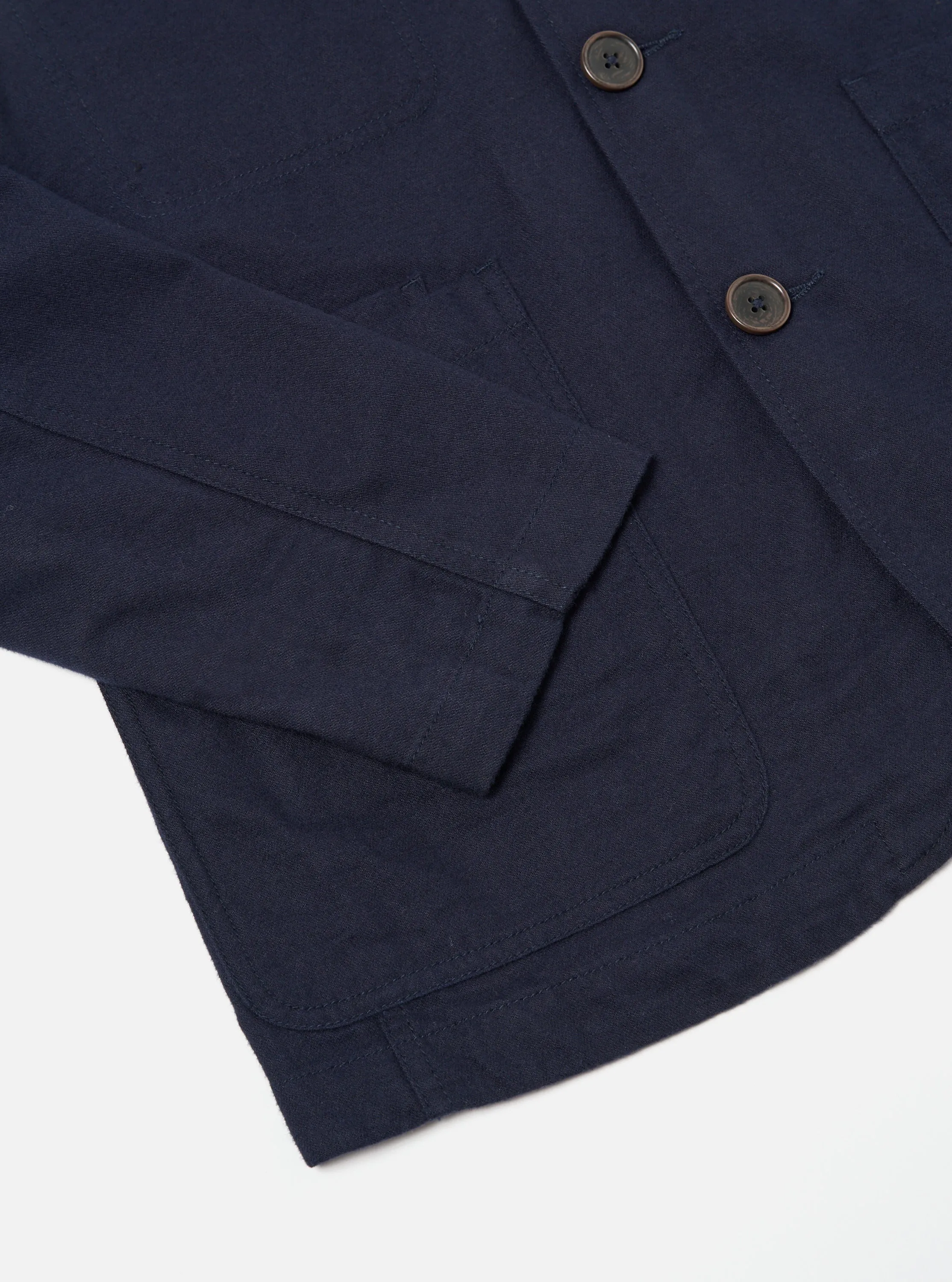 Universal Works Bakers Jacket in Navy Brushed Moleskin sold by Universal Works product image thumbnail 5