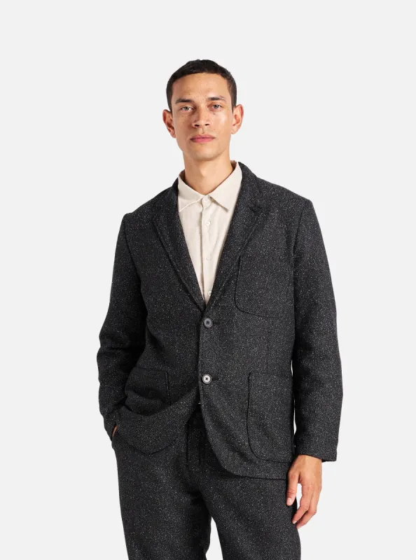 Universal Works Two Button Jacket in Black Levisham Wool Mix sold by Universal Works