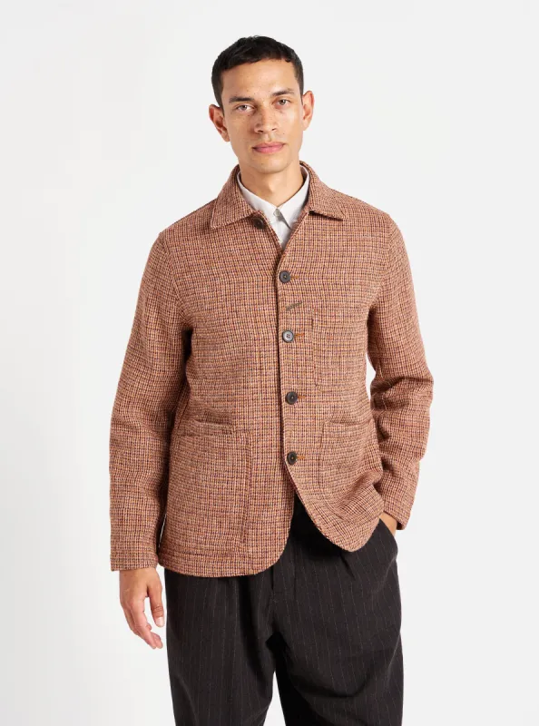 Universal Works Bakers Jacket in Rust Harris Tweed Plaid sold by Universal Works