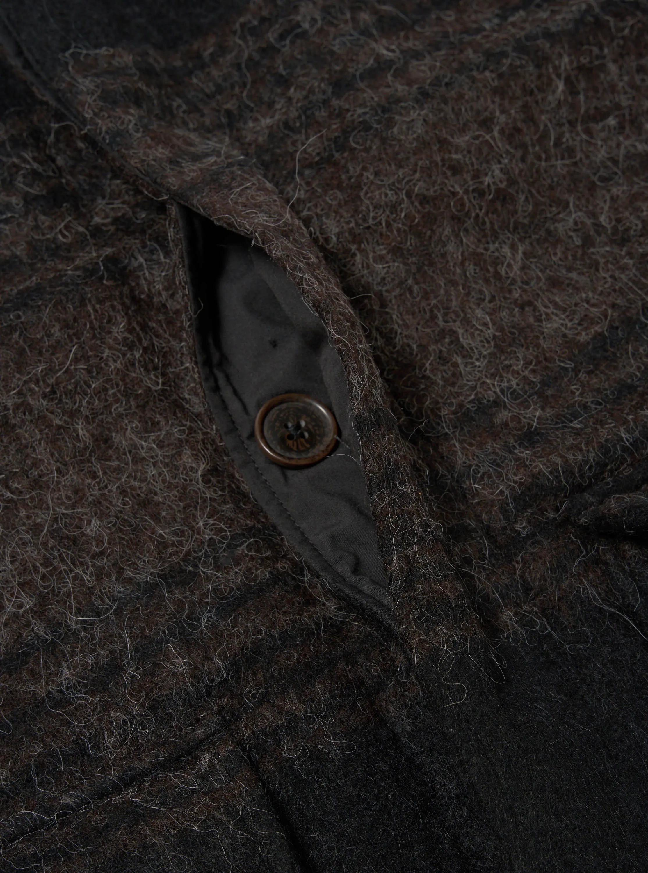 Universal Works Account Coat in Brown/Black Alpaca Recycled Mix sold by Universal Works product image thumbnail 5