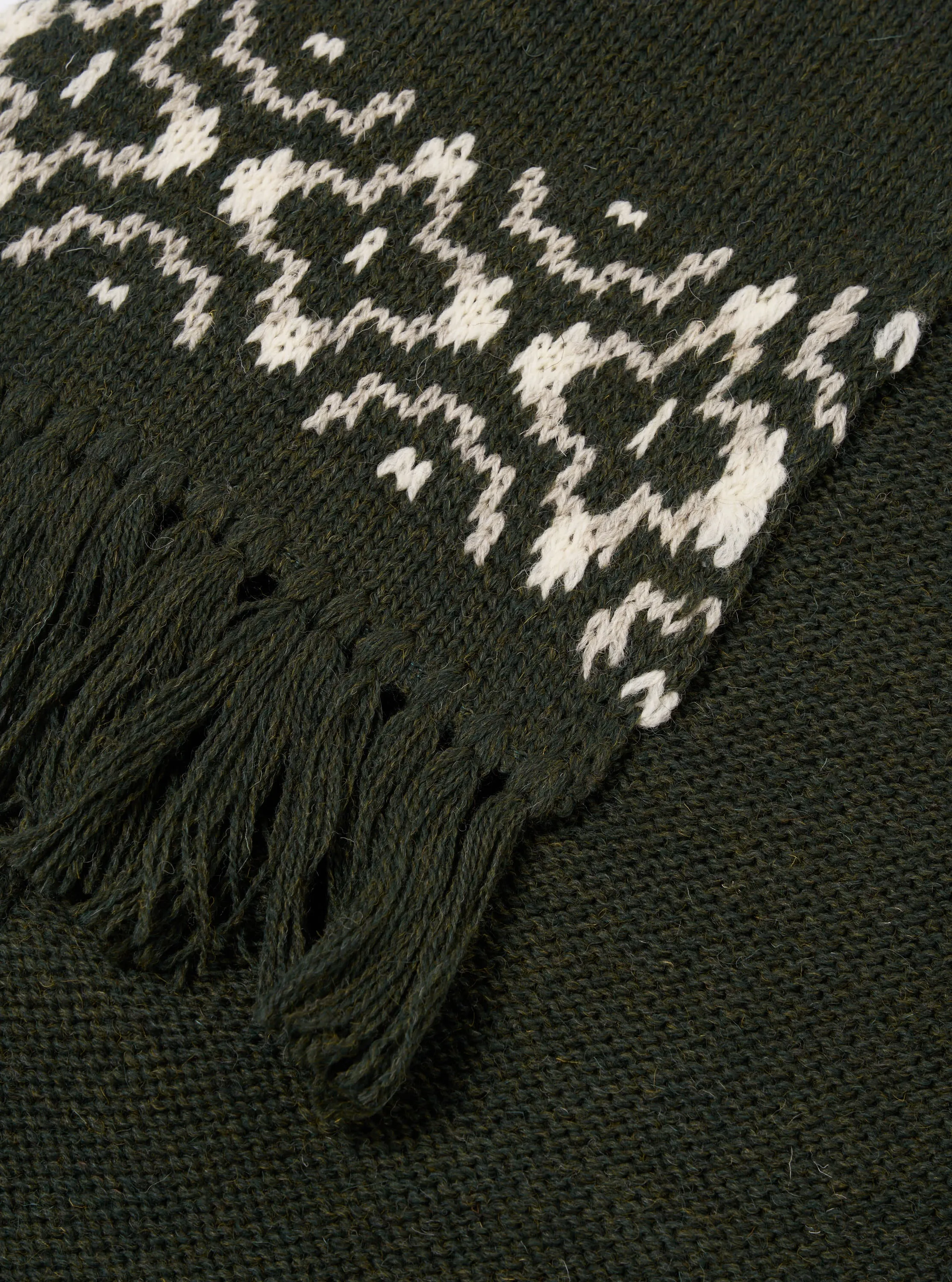 Universal Works Wool Scarf in Olive/Natural British Wool sold by Universal Works product image thumbnail 2