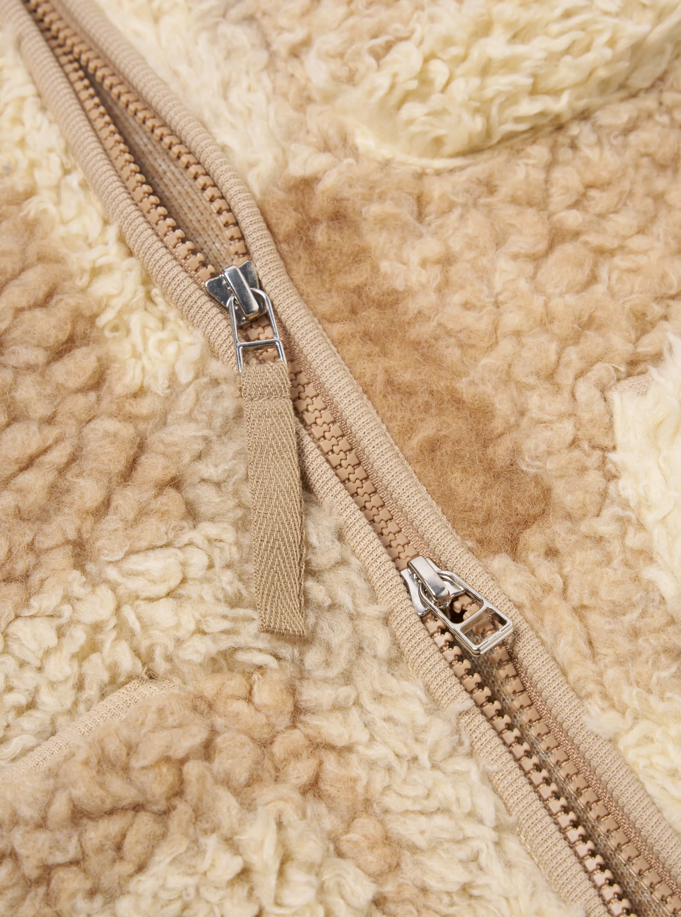 Universal Works Zip Gilet in Sand Patchwork Fleece sold by Universal Works product image thumbnail 5