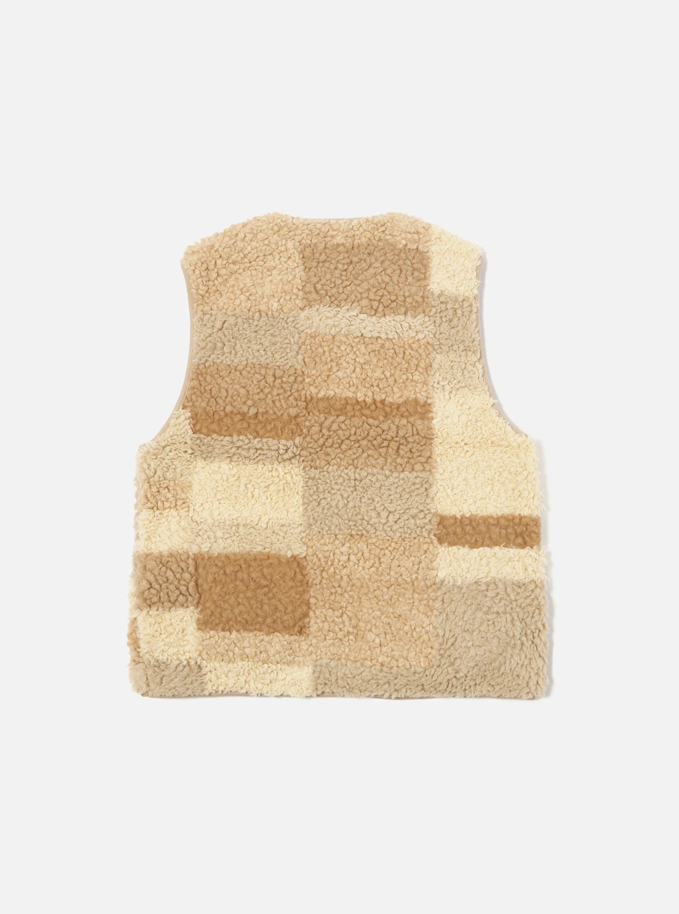 Universal Works Zip Gilet in Sand Patchwork Fleece sold by Universal Works product image thumbnail 2