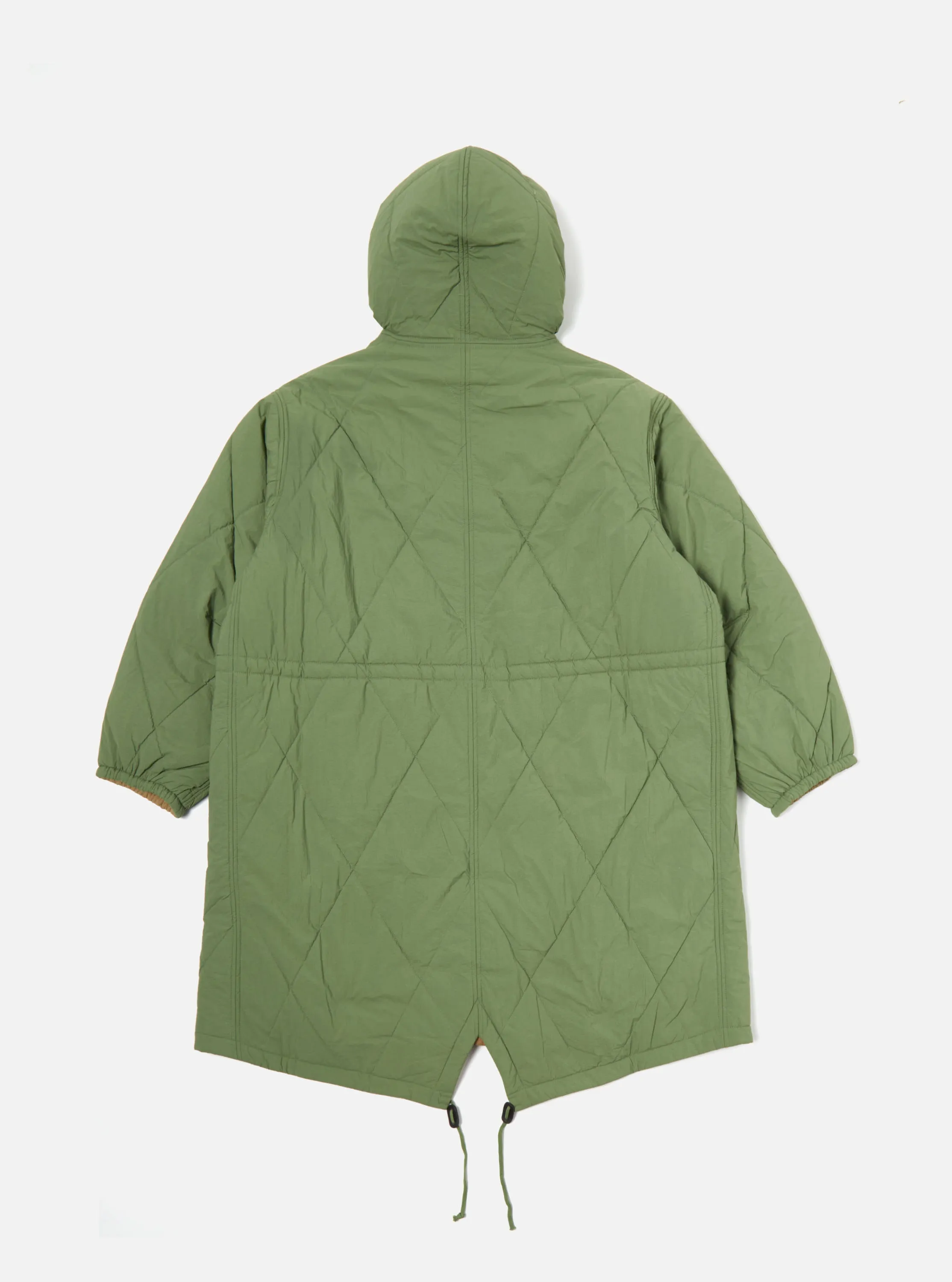 Universal Works Reversible Diamond Quilt Parka in Green Recycled Nylon sold by Universal Works product image thumbnail 4