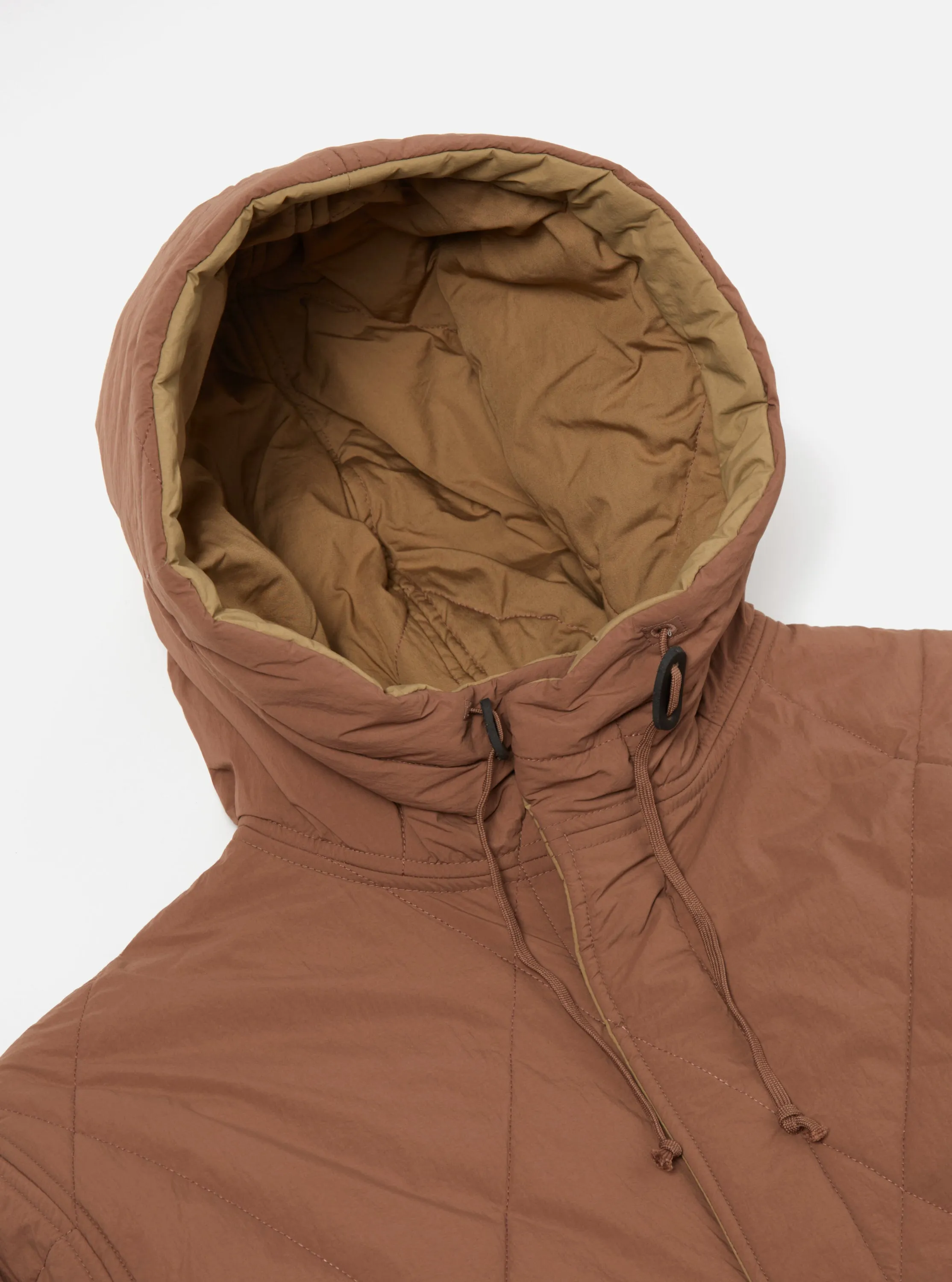 Universal Works Reversible Diamond Quilt Parka in Brown Recycled Nylon sold by Universal Works product image thumbnail 5