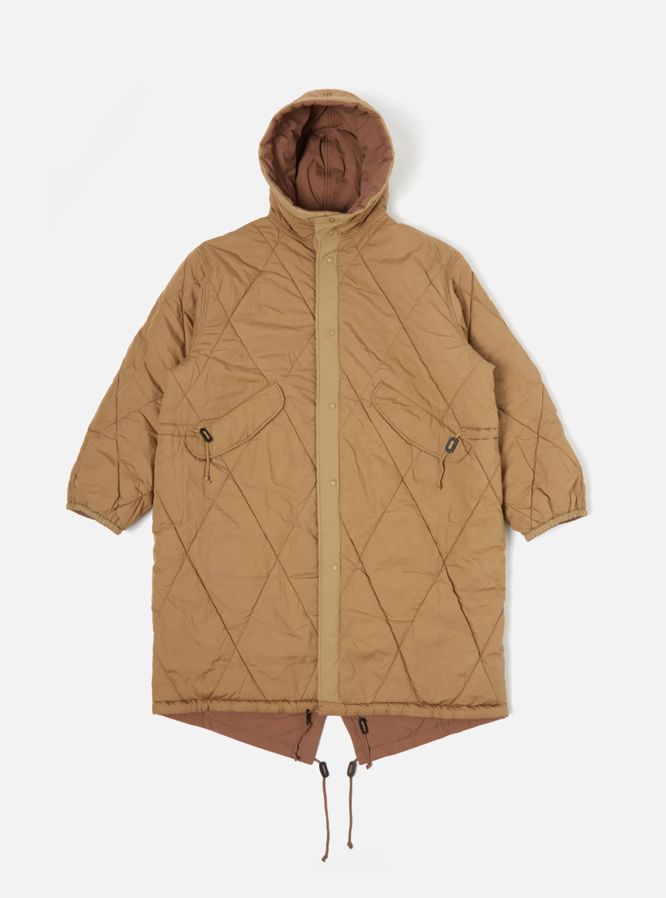 Universal Works Reversible Diamond Quilt Parka in Brown Recycled Nylon sold by Universal Works product image thumbnail 3