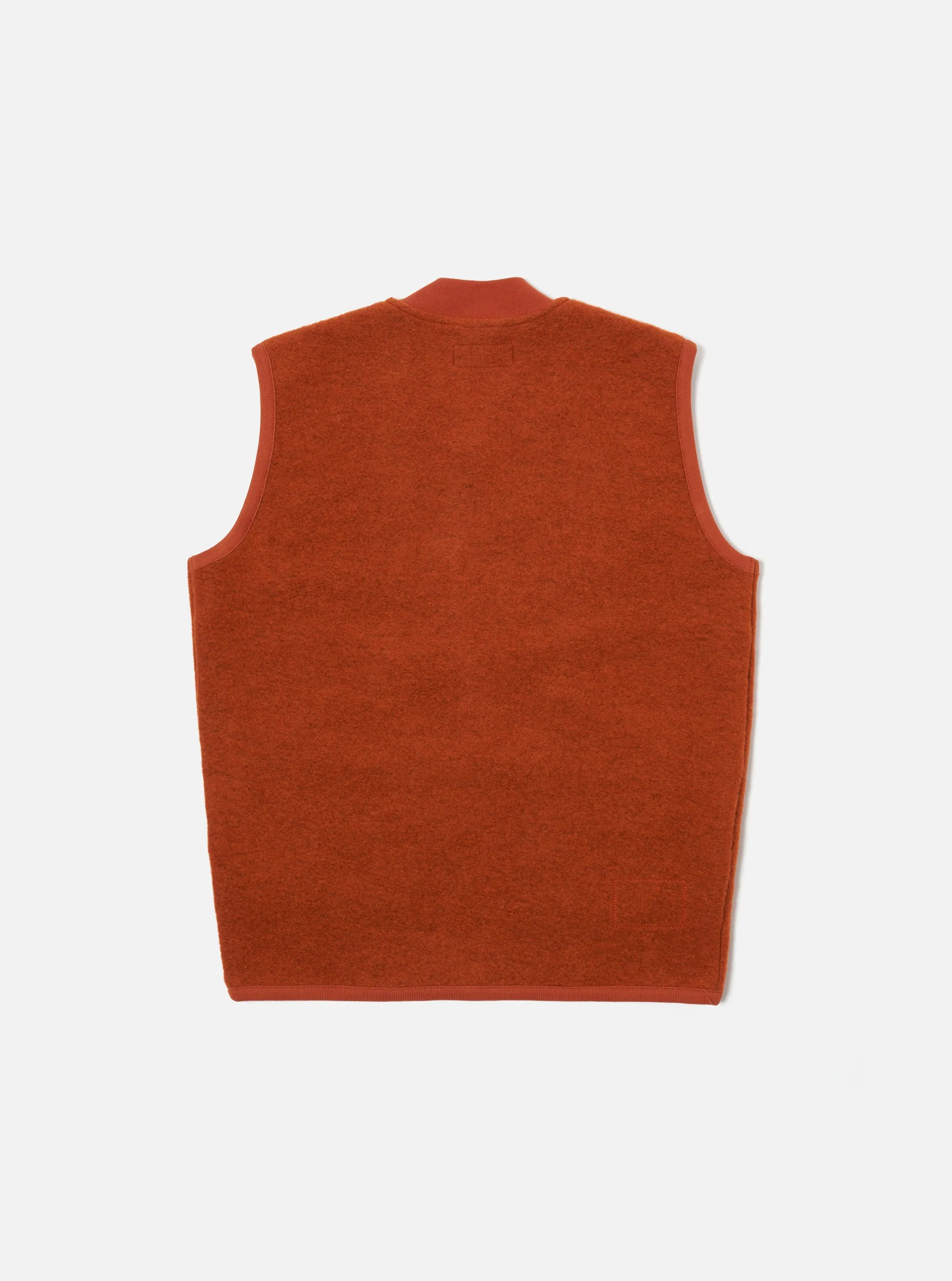 Universal Works Zip Waistcoat in Orange Wool Fleece sold by Universal Works product image thumbnail 3