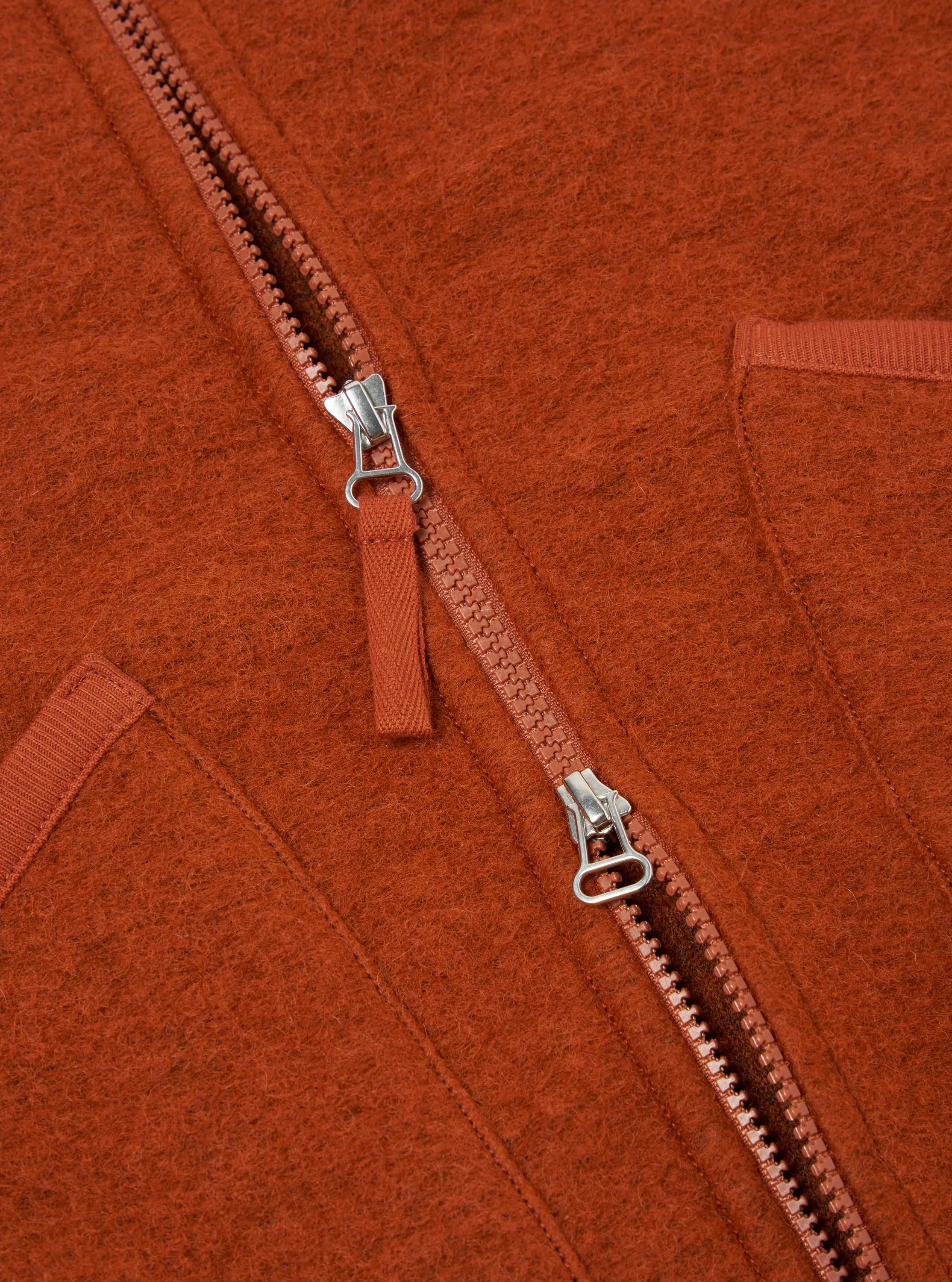 Universal Works Zip Waistcoat in Orange Wool Fleece sold by Universal Works product image thumbnail 5
