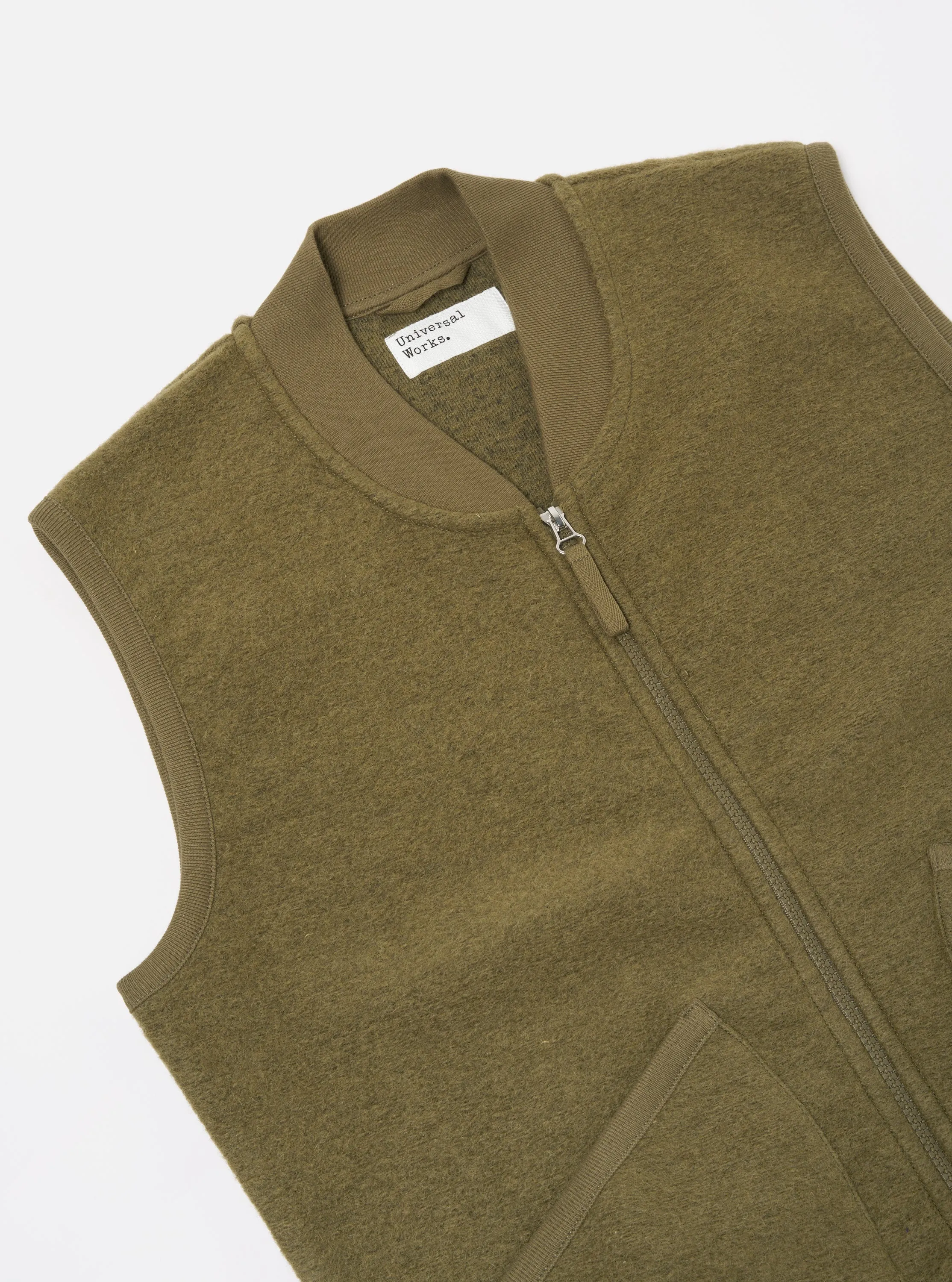 Universal Works Zip Waistcoat in Lovat Wool Fleece sold by Universal Works product image thumbnail 4