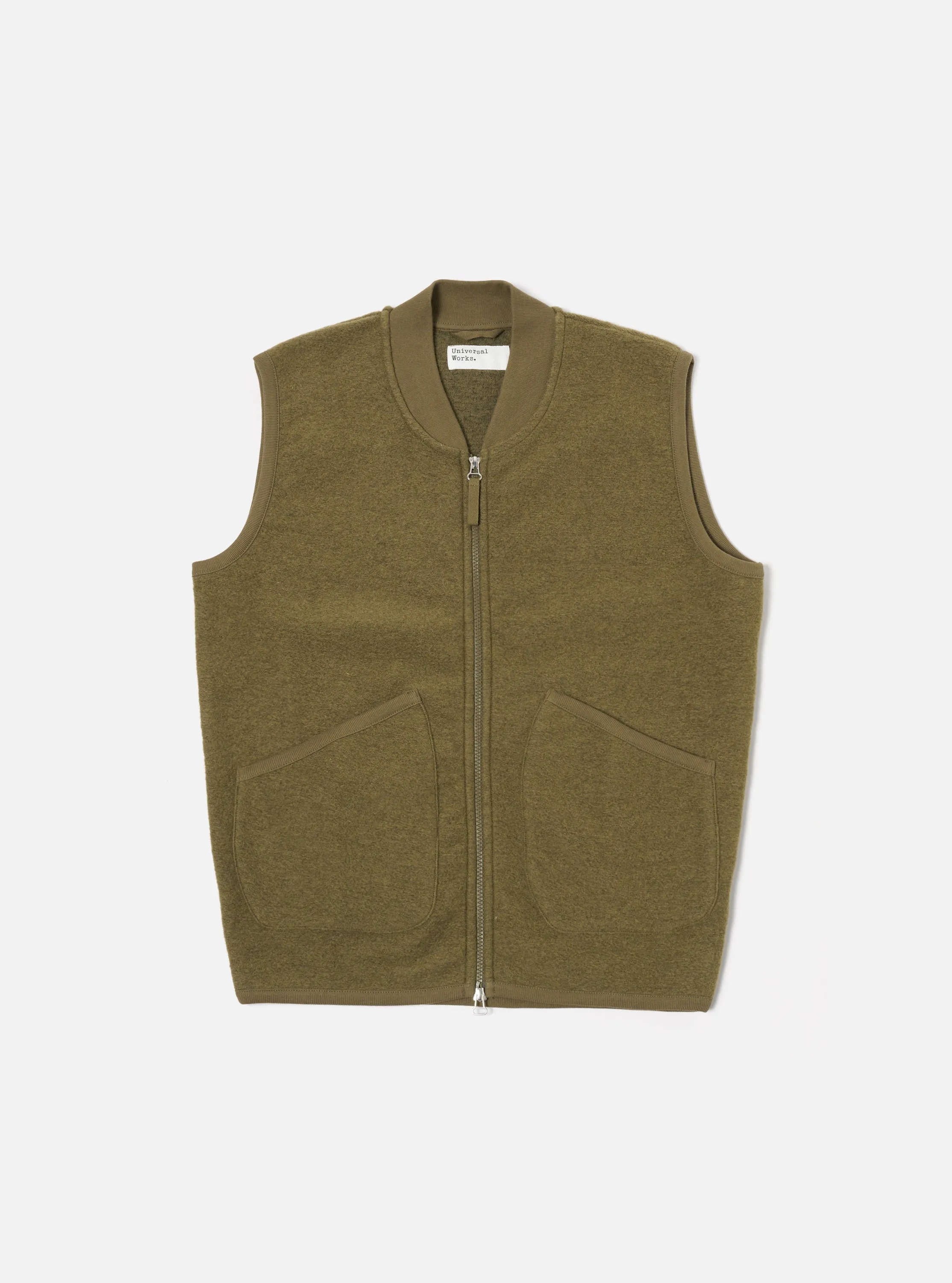 Universal Works Zip Waistcoat in Lovat Wool Fleece sold by Universal Works product image thumbnail 2