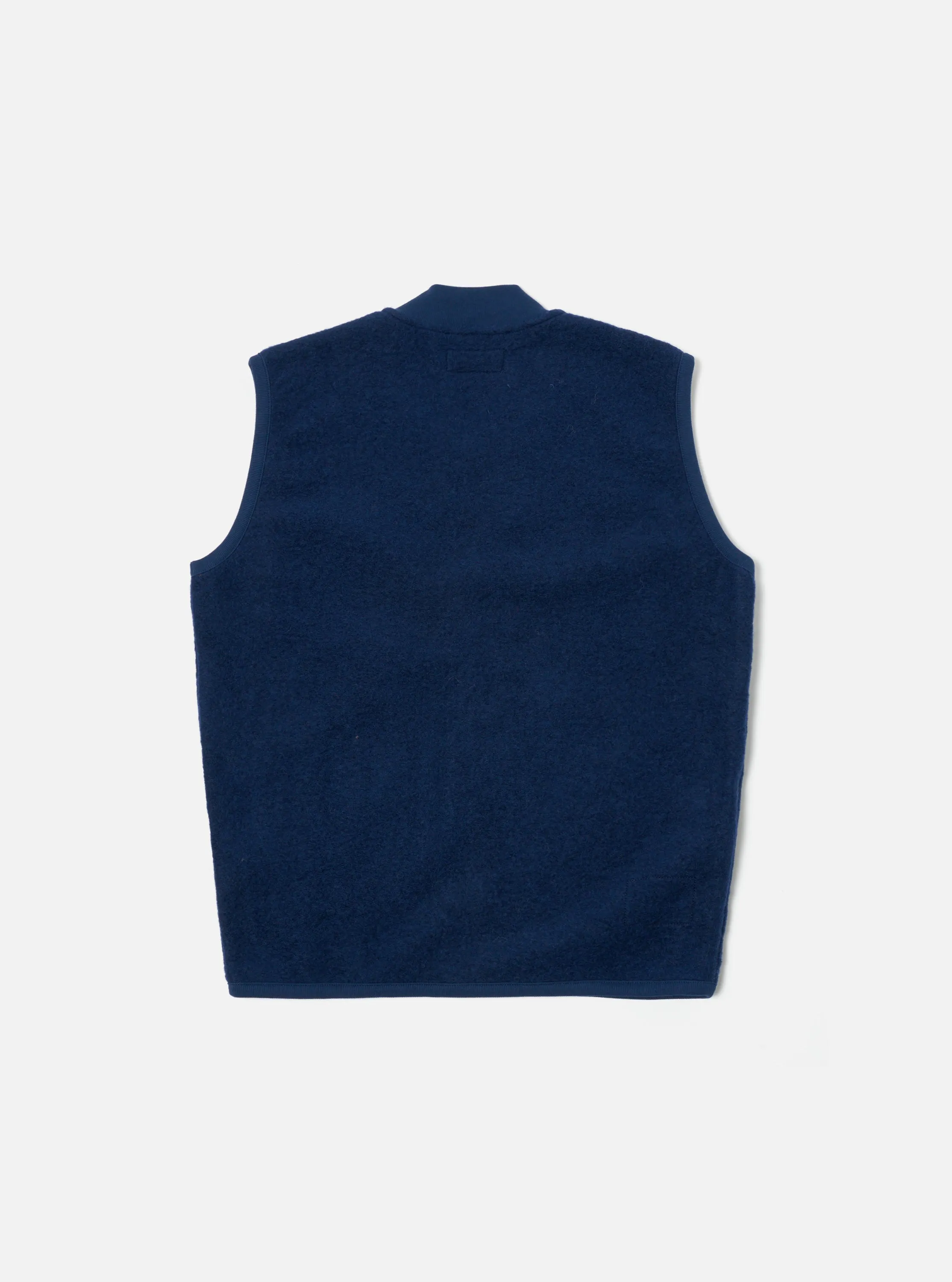 Universal Works Zip Waistcoat in Indigo Wool Fleece sold by Universal Works product image thumbnail 2