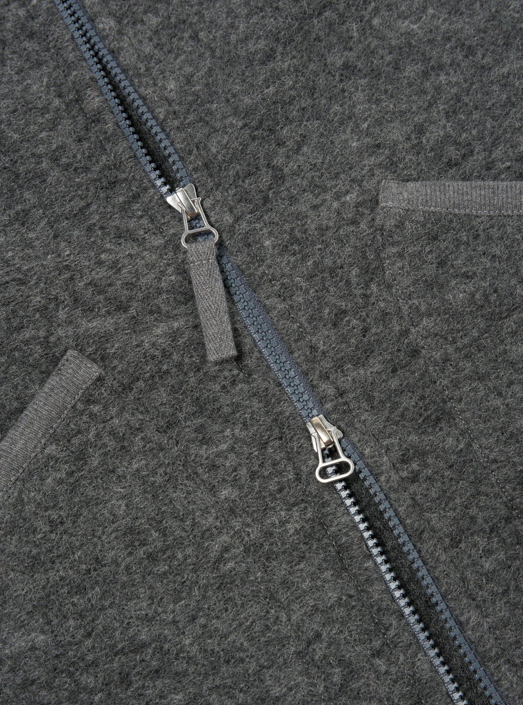 Universal Works Zip Waistcoat in Grey Marl Wool Fleece sold by Universal Works product image thumbnail 4