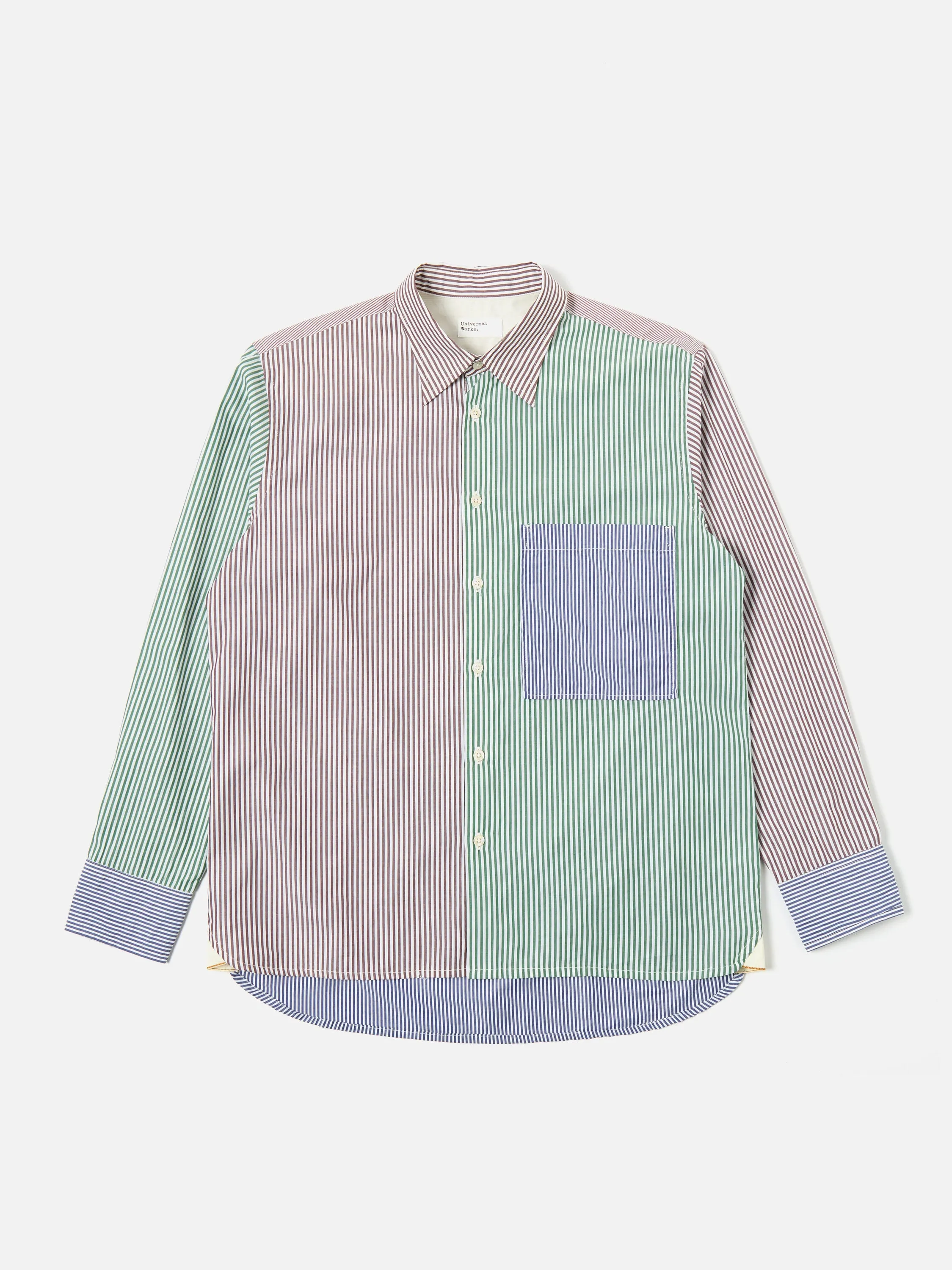 Universal Works Square Pocket Shirt in Multi Classic Stripes sold by Universal Works