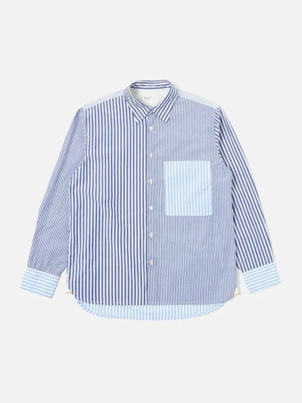 Universal Works Square Pocket Shirt in Blue Classic Stripes sold by Universal Works