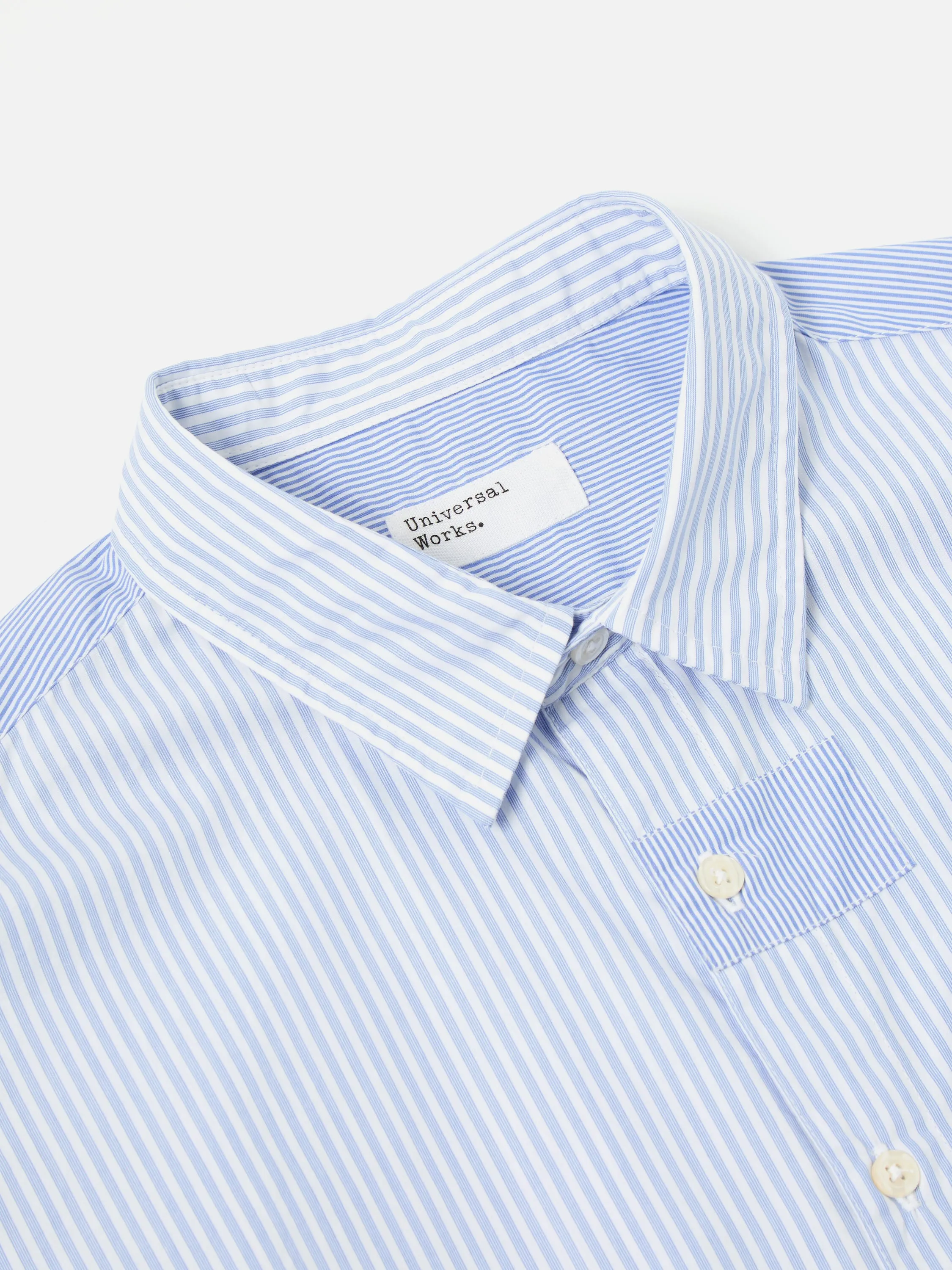 Universal Works L/S Patch Shirt in Blue Classic Stripes sold by Universal Works product image thumbnail 4