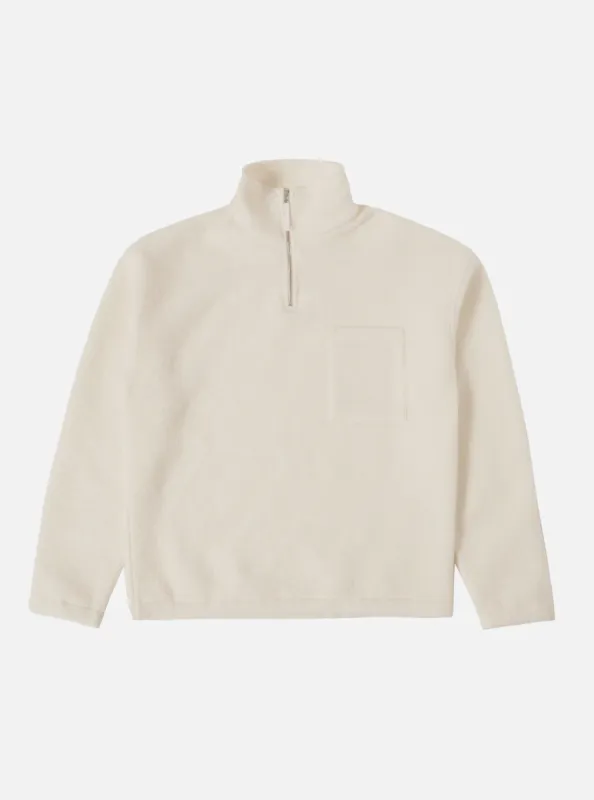 Universal Works Ramsay Quarter Zip in Ecru Wool Fleece sold by Universal Works