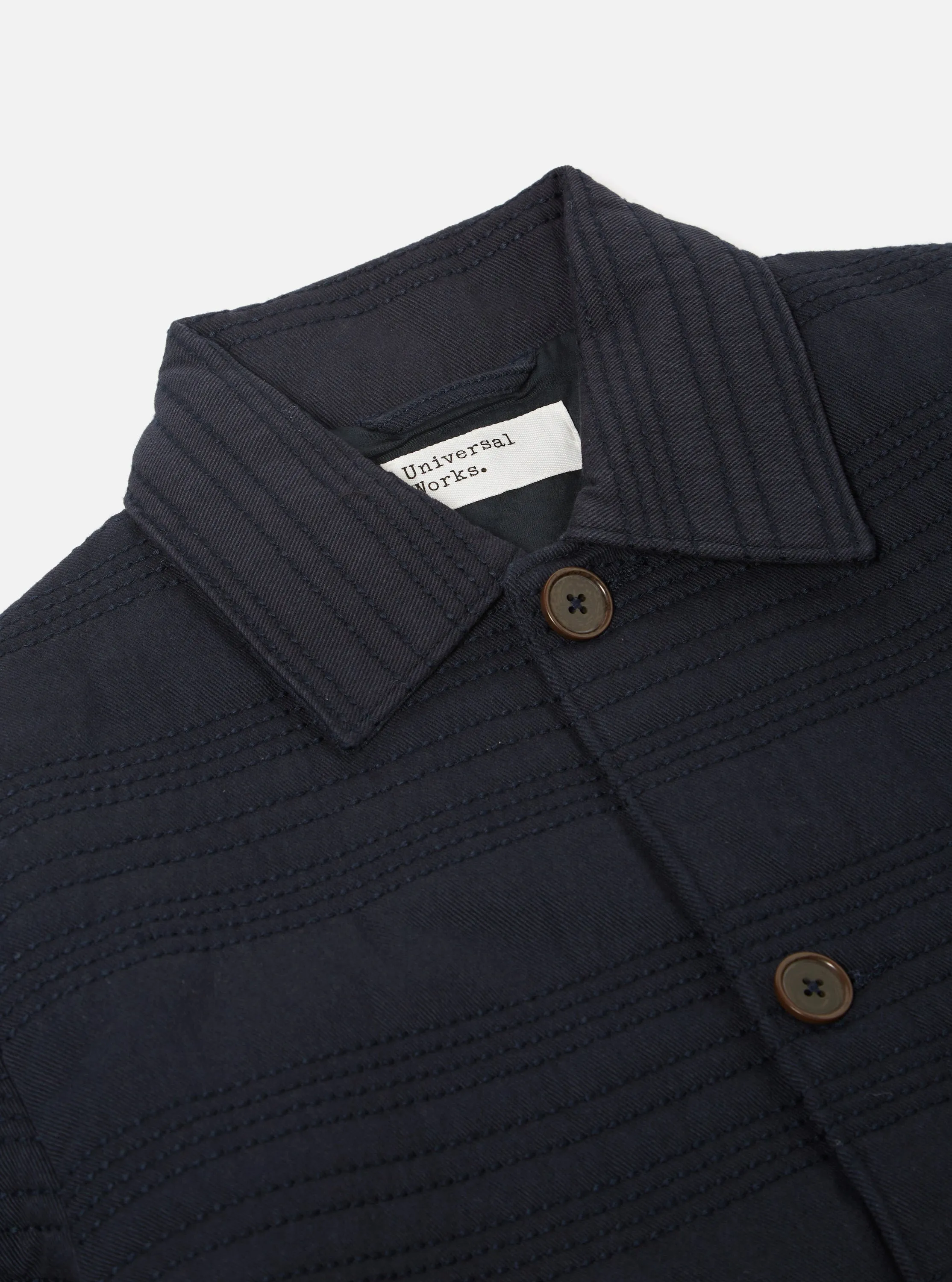 Universal Works Quilt Simple Bakers Jacket in Navy Winter Twill sold by Universal Works product image thumbnail 3
