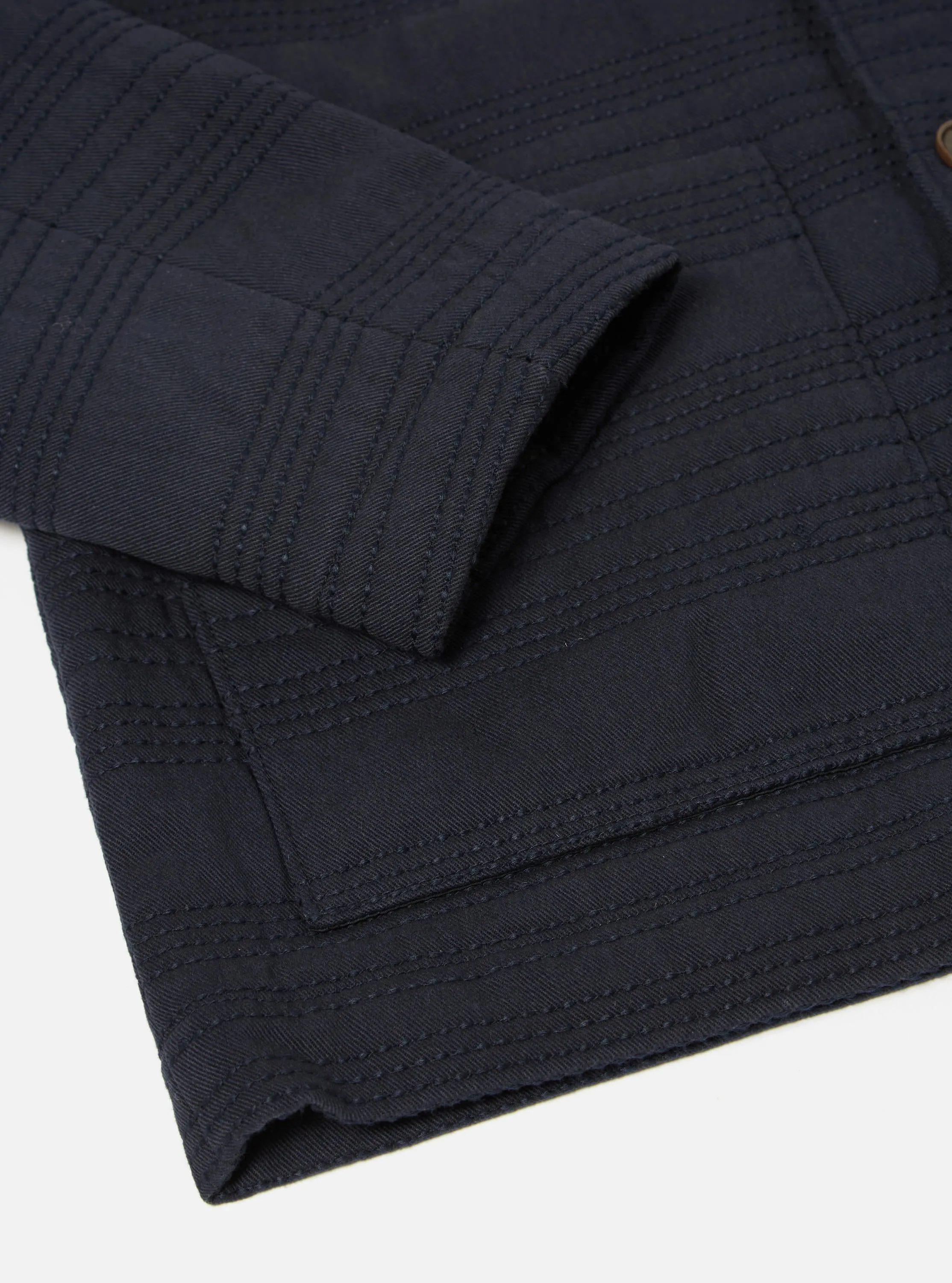 Universal Works Quilt Simple Bakers Jacket in Navy Winter Twill sold by Universal Works product image thumbnail 5