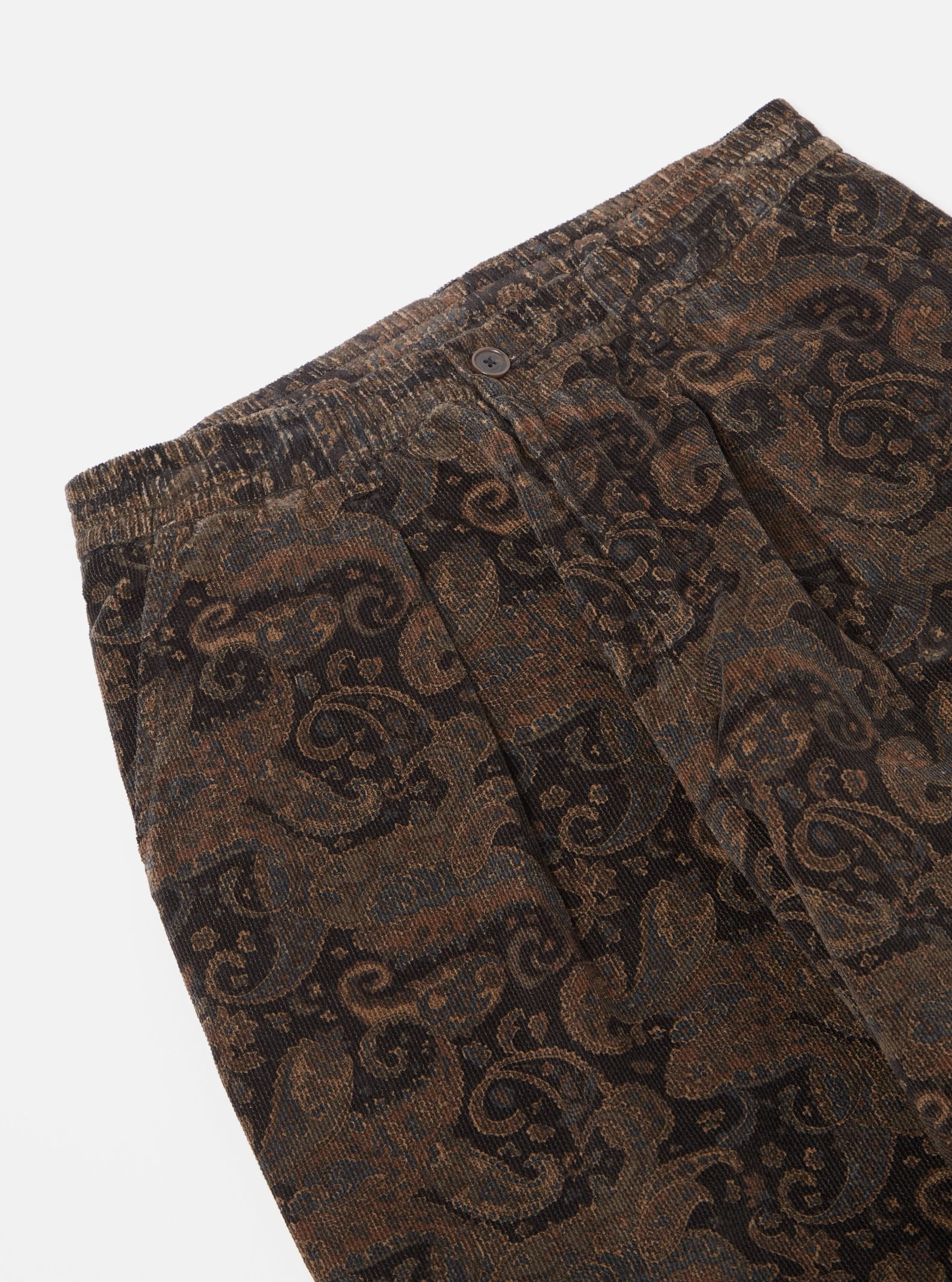 Universal Works Pleated Track Pant in Black Japanese Print Cord sold by Universal Works product image thumbnail 3