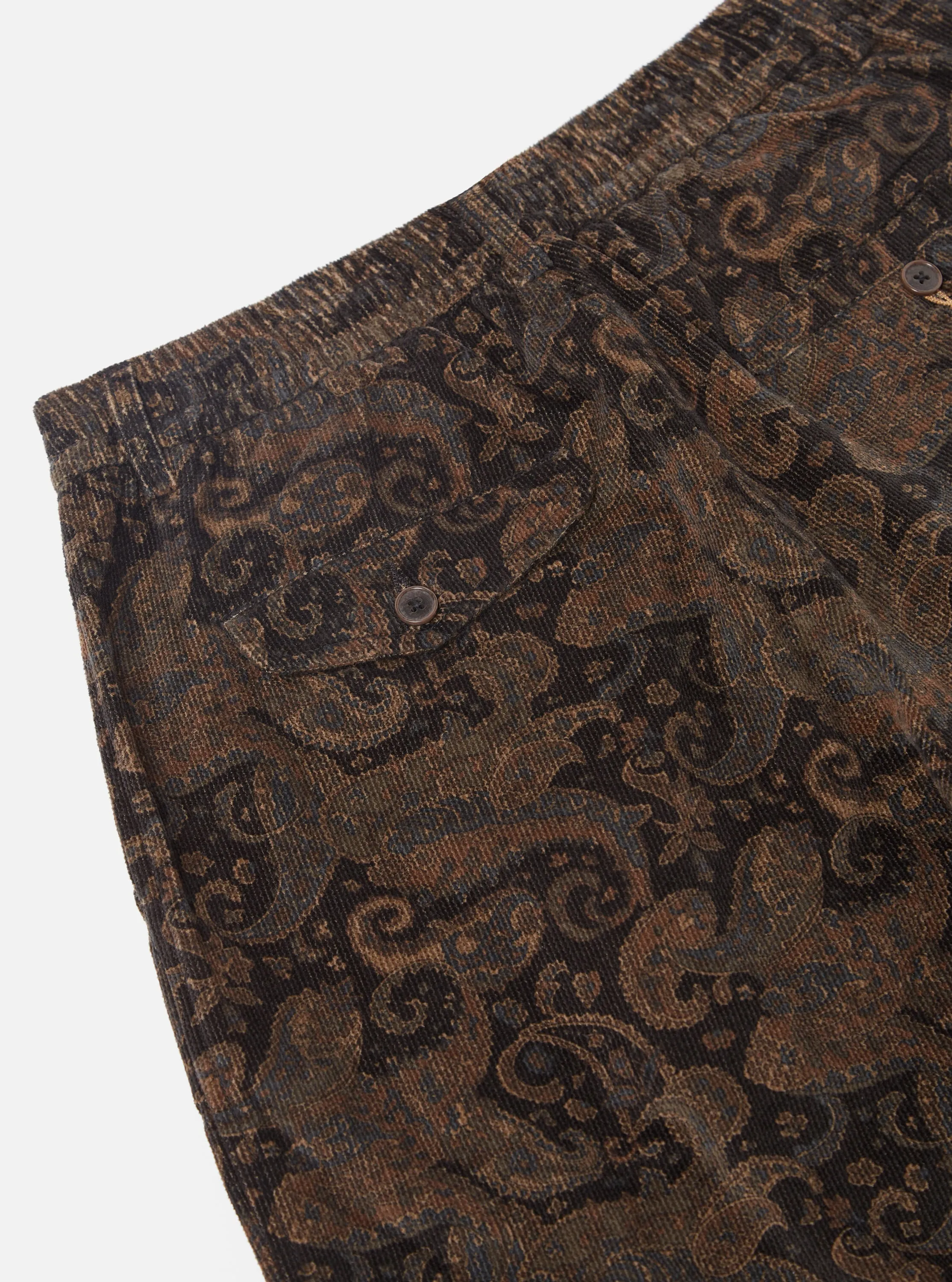 Universal Works Pleated Track Pant in Black Japanese Print Cord sold by Universal Works product image thumbnail 4