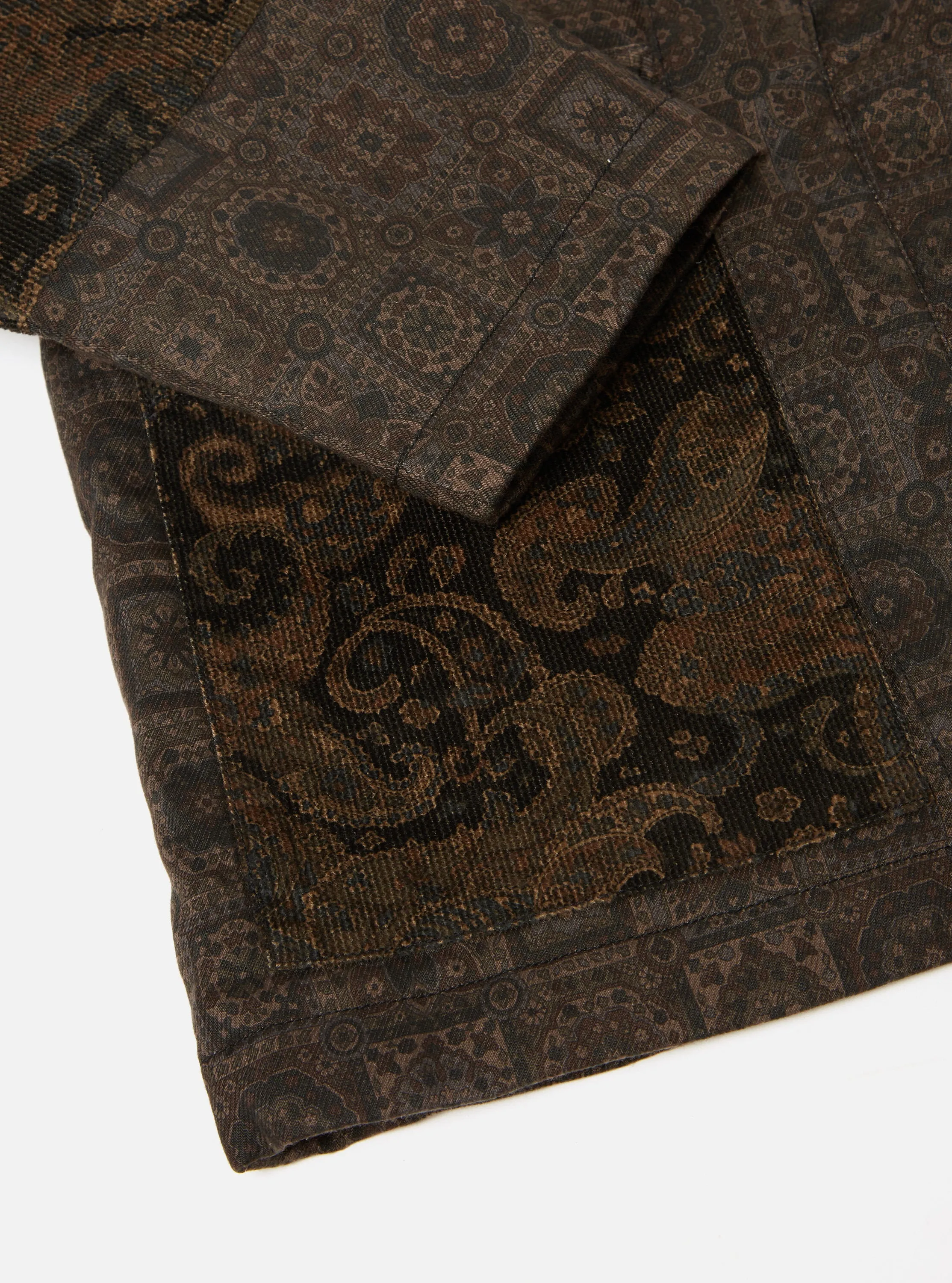 Universal Works Quilted Kyoto Work Jacket in Black Japanese Print Twill/Cord sold by Universal Works product image thumbnail 5
