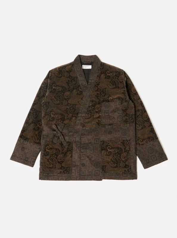 Universal Works Quilted Kyoto Work Jacket in Black Japanese Print Twill/Cord sold by Universal Works