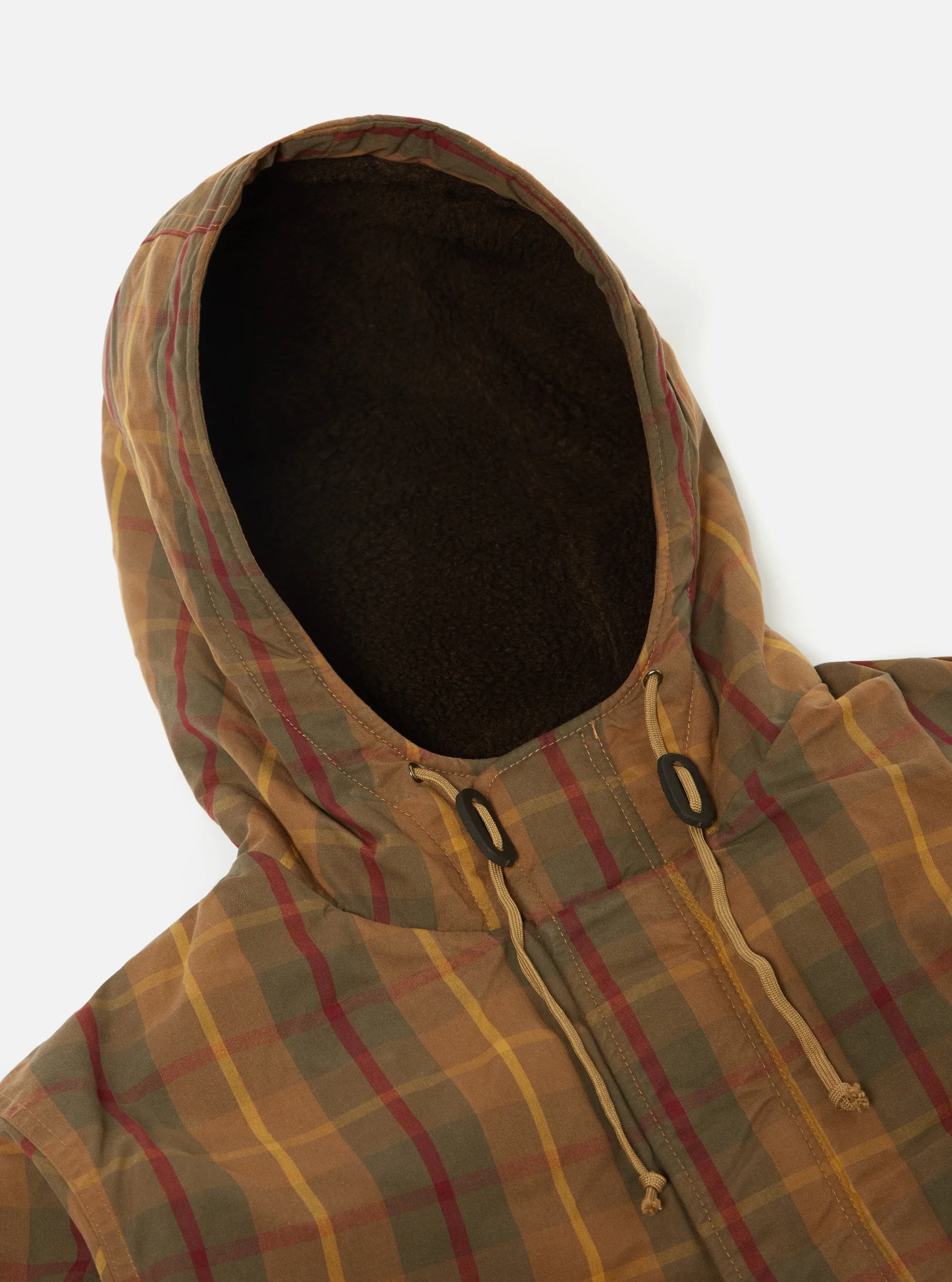 Universal Works Hebrides Parka in Cinnamon British Drywax Check sold by Universal Works product image thumbnail 3