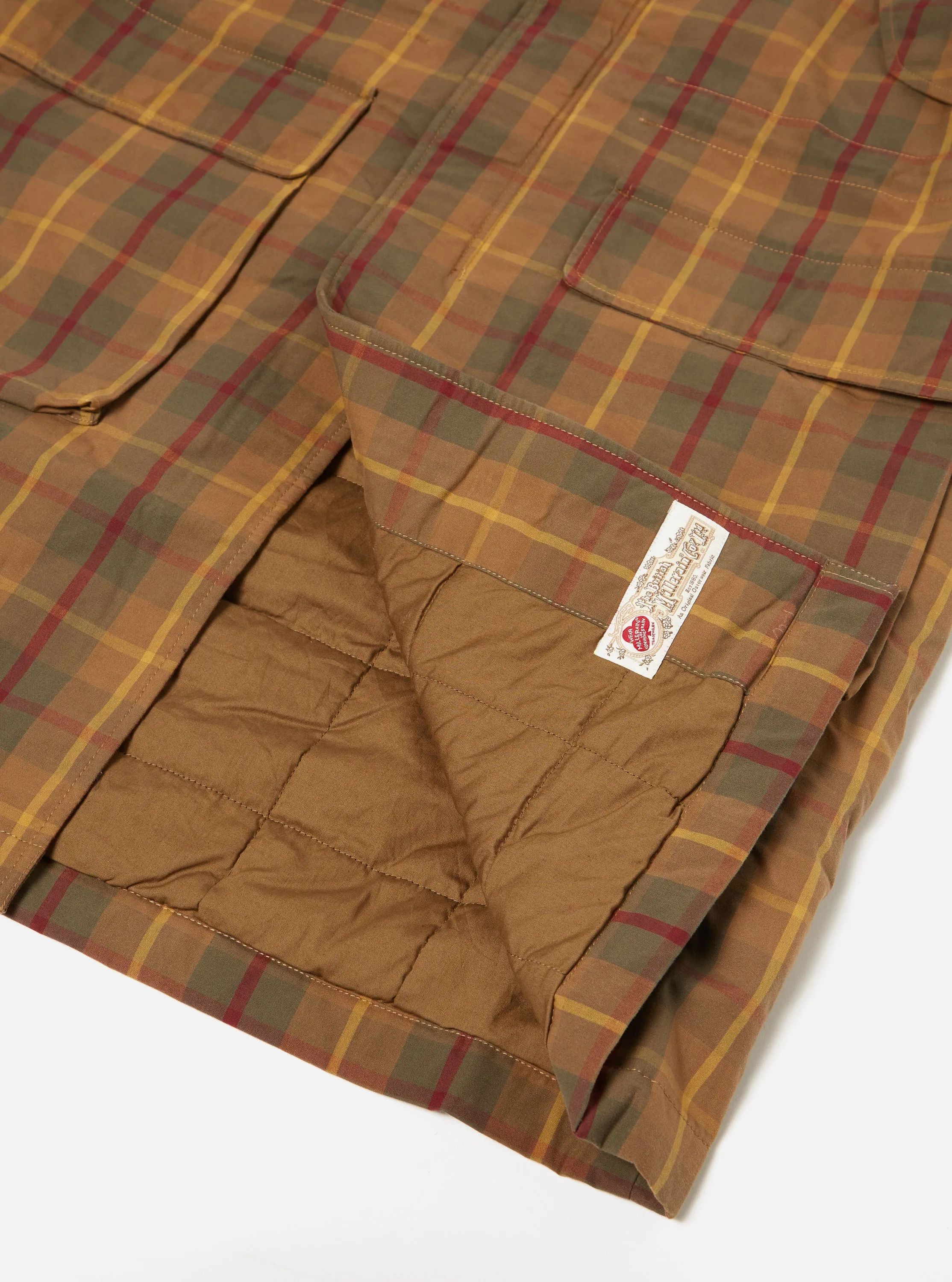 Universal Works Hebrides Parka in Cinnamon British Drywax Check sold by Universal Works product image thumbnail 5