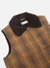 Universal Works Atlas Gilet in Cinnamon British Drywax Check sold by Universal Works