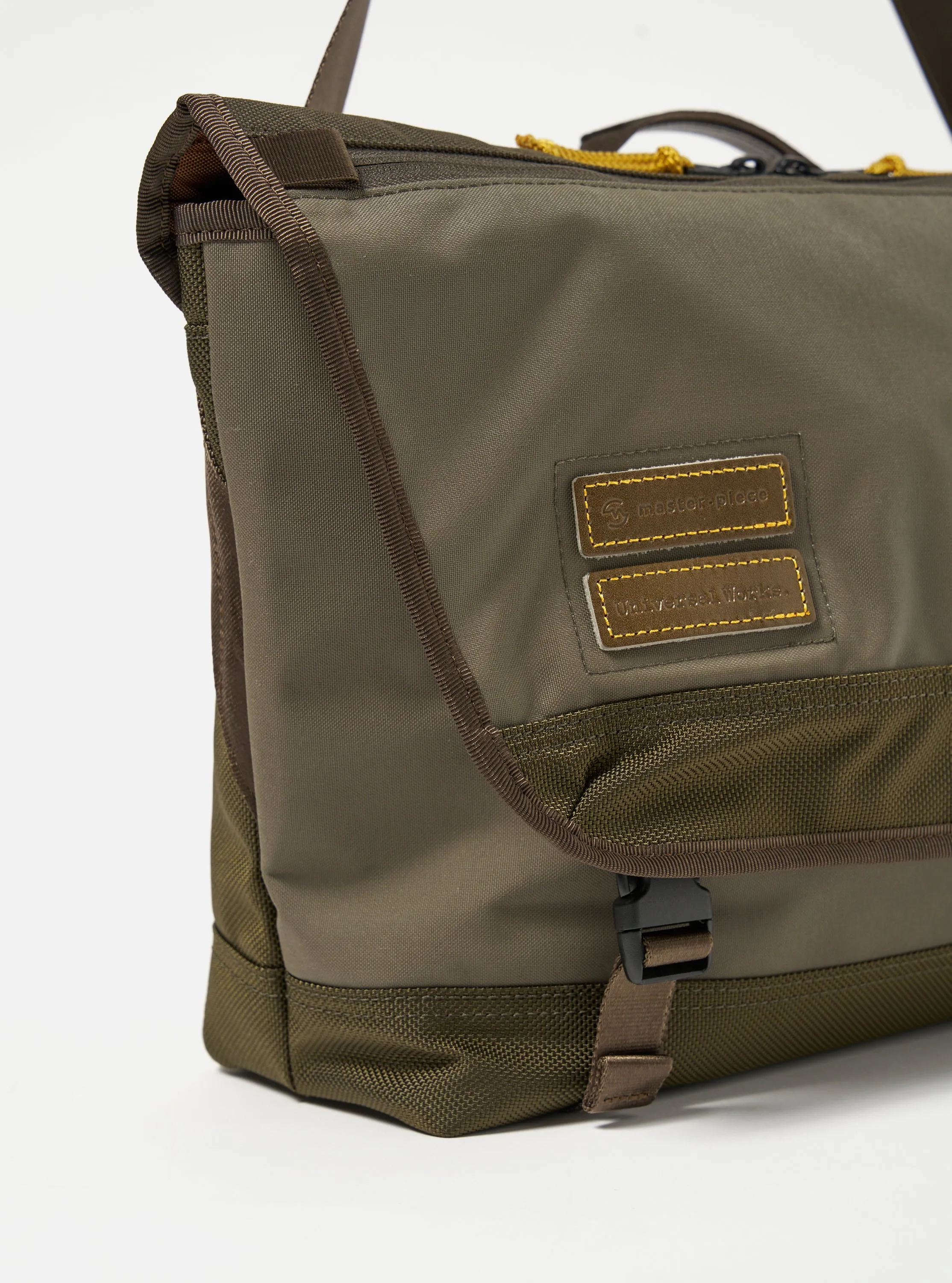 master-piece x Universal Works Courier Bag in Olive Recycled Tech Canvas sold by Universal Works product image thumbnail 4