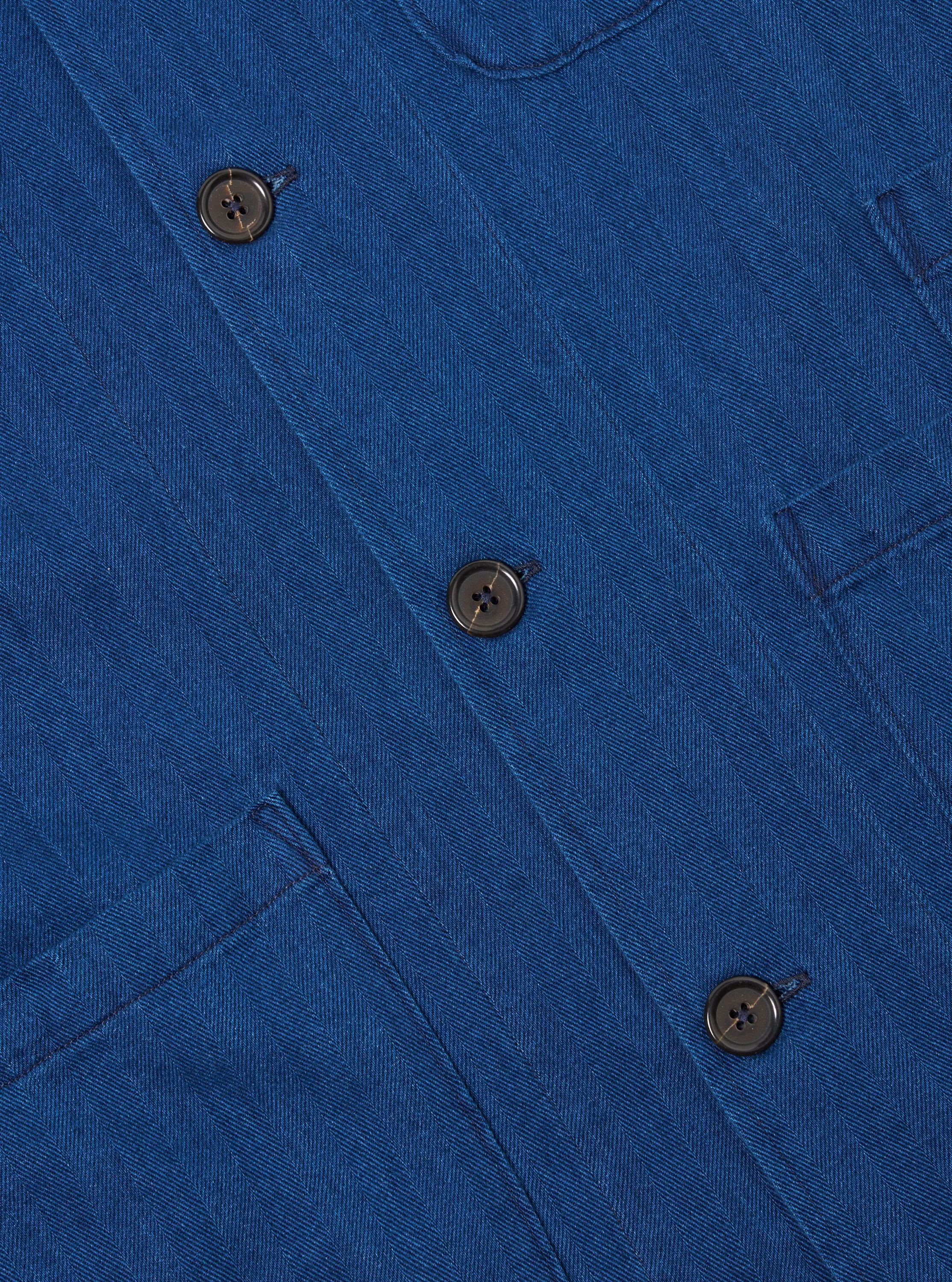 Universal Works Bakers Overshirt in Washed Indigo Herringbone Denim sold by Universal Works product image thumbnail 4