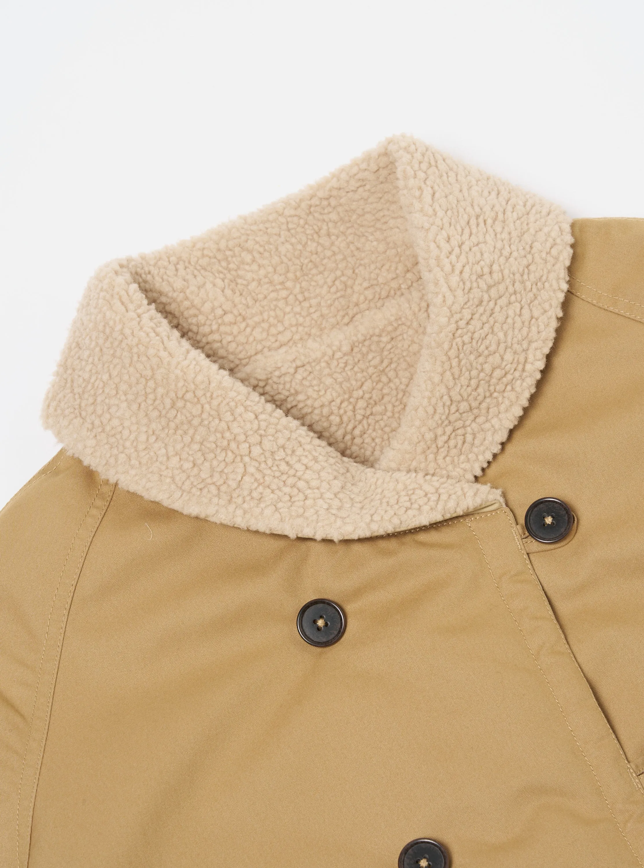 Universal Works Reversible Mackinaw Jacket in Sand Brushed Polytech/Sherpa sold by Universal Works product image thumbnail 3