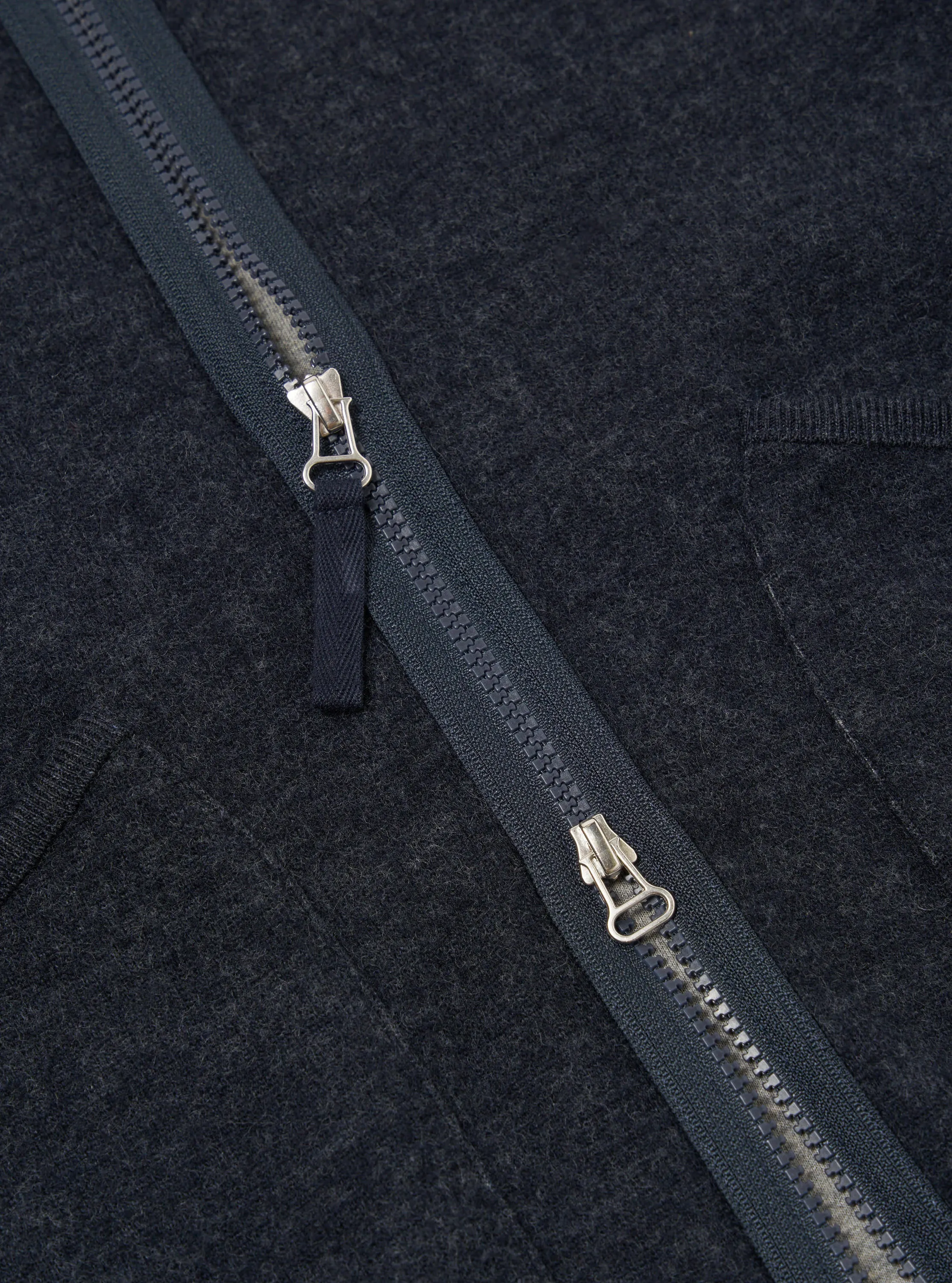 Universal Works Zip Liner Jacket in Navy Soft Wool Cotton Knit sold by Universal Works product image thumbnail 4
