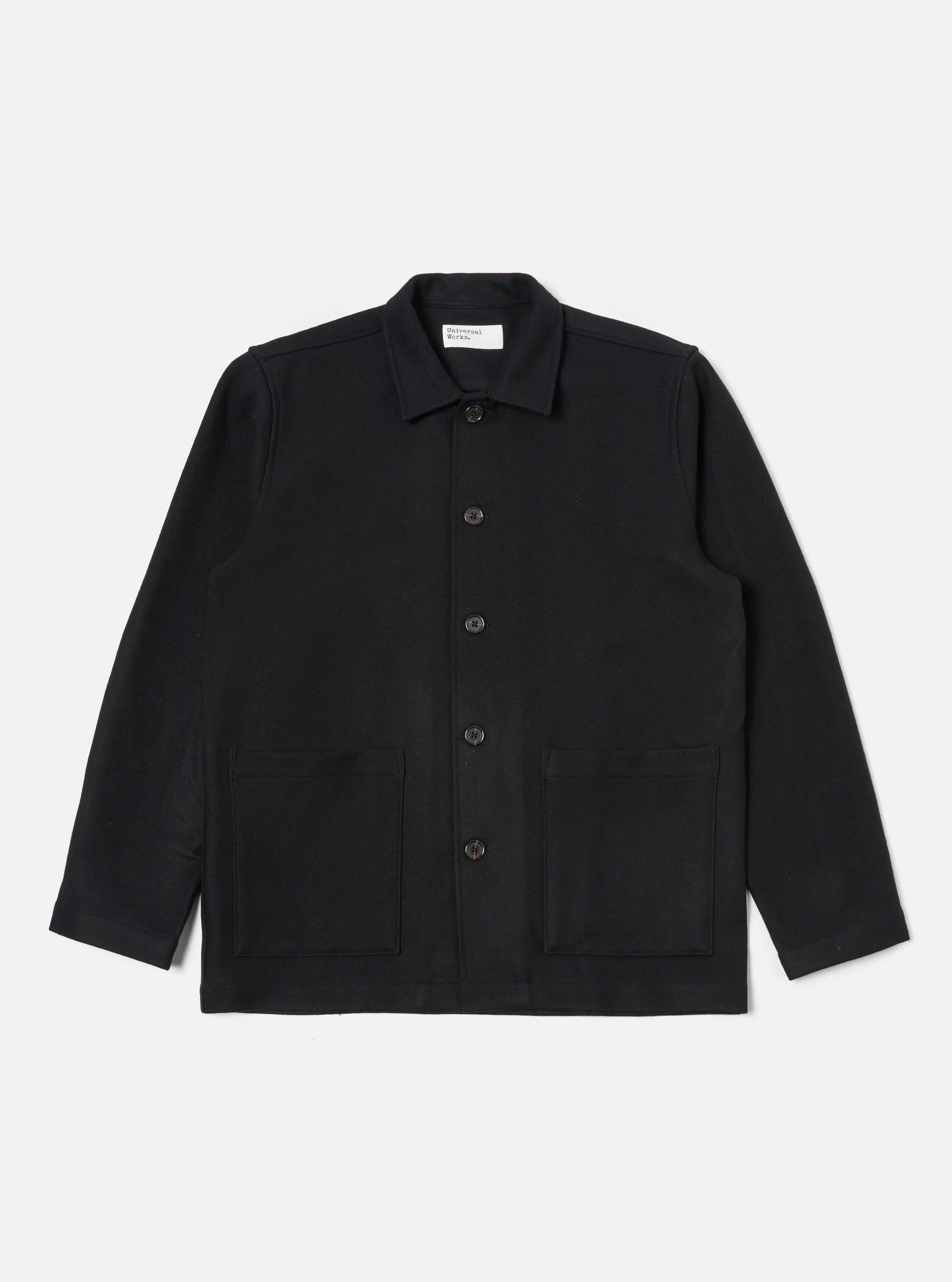 Universal Works Easy Jacket in Black Melton sold by Universal Works