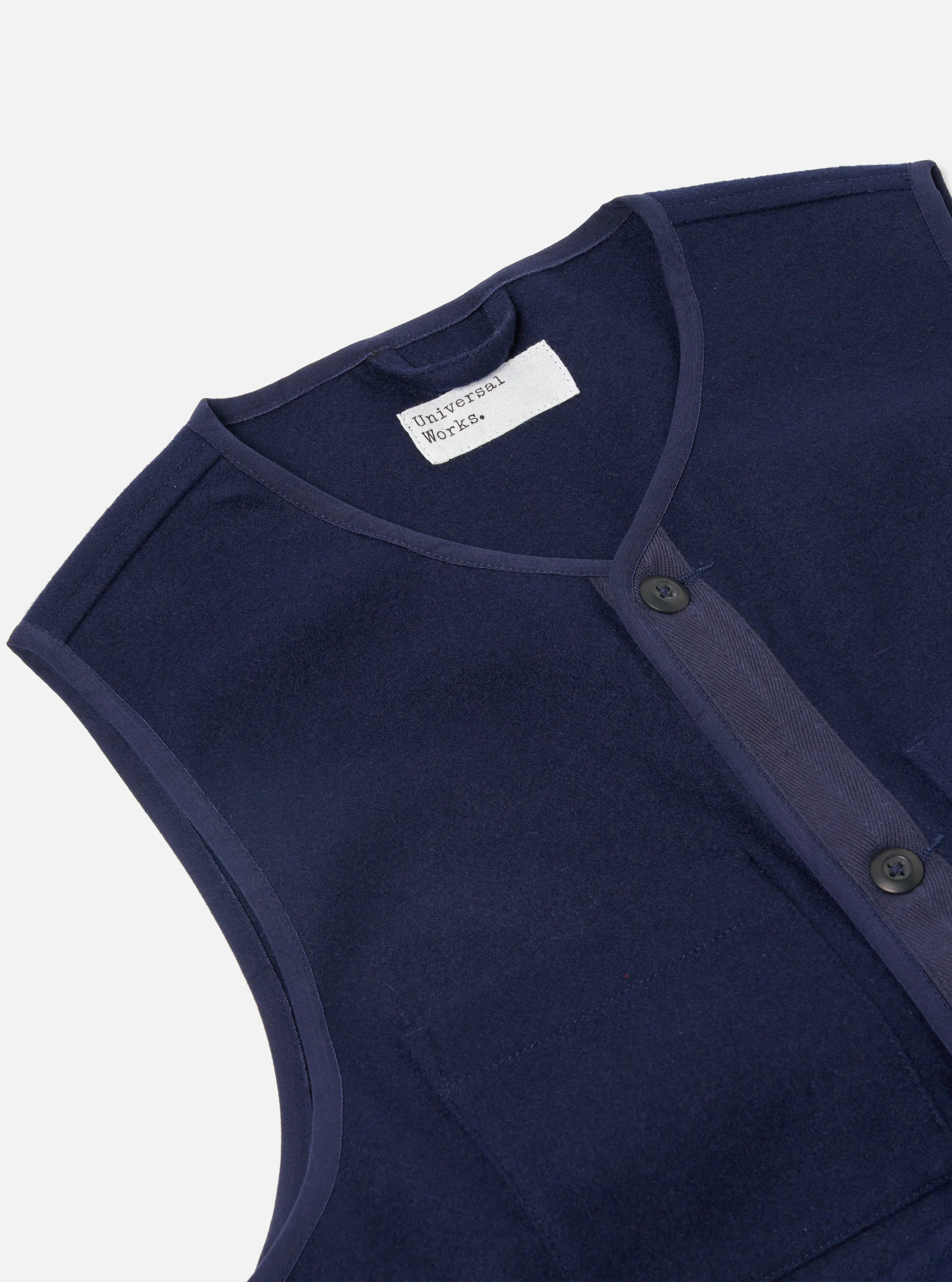 Universal Works 4 Pocket Gilet in Navy Melton sold by Universal Works product image thumbnail 4