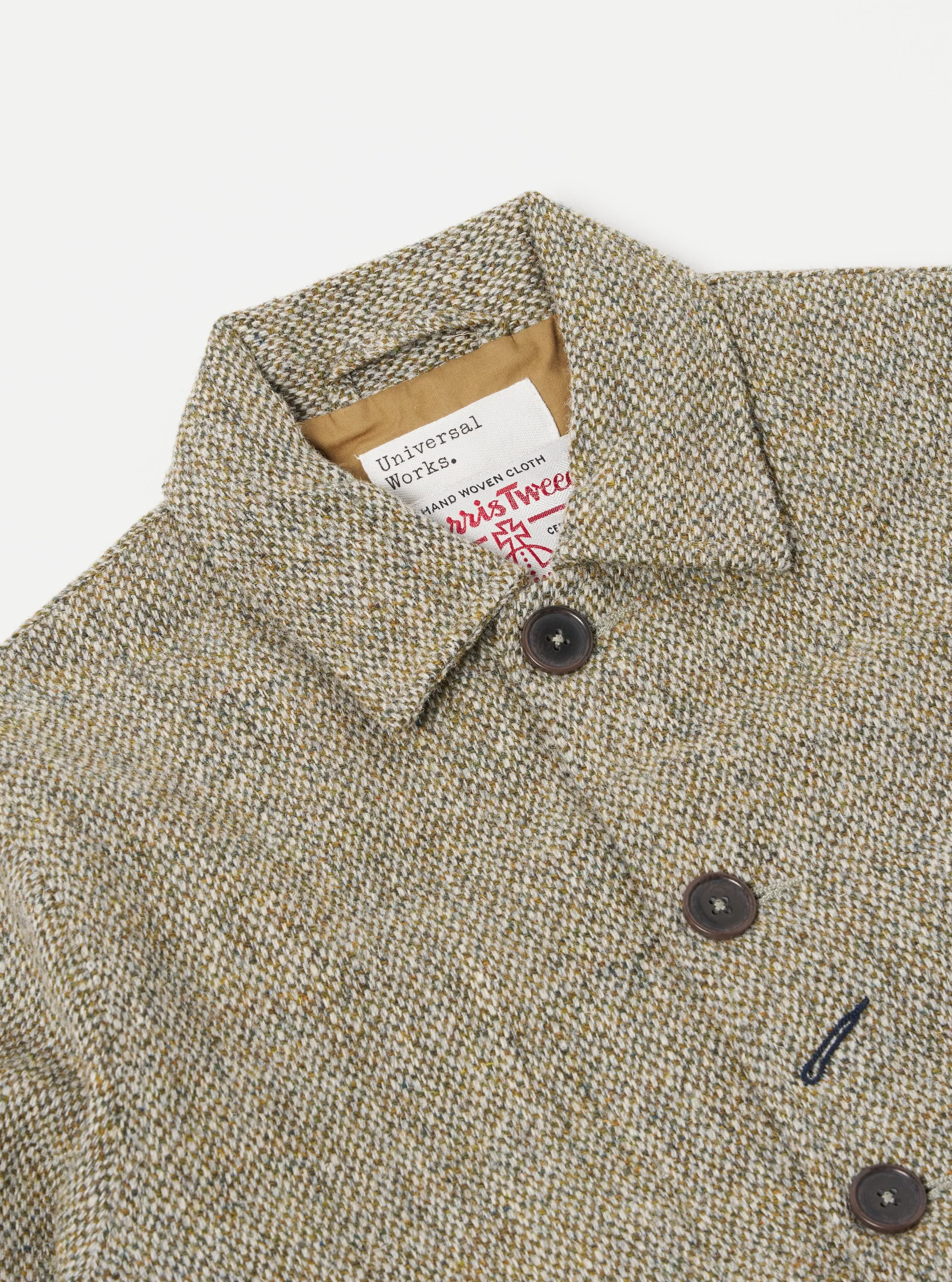Universal Works Bakers Jacket in Olive Harris Tweed Weave sold by Universal Works product image thumbnail 3