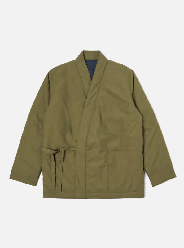 Universal Works Reversible Kyoto Work Jacket in Olive/Navy Recycled Polytech sold by Universal Works