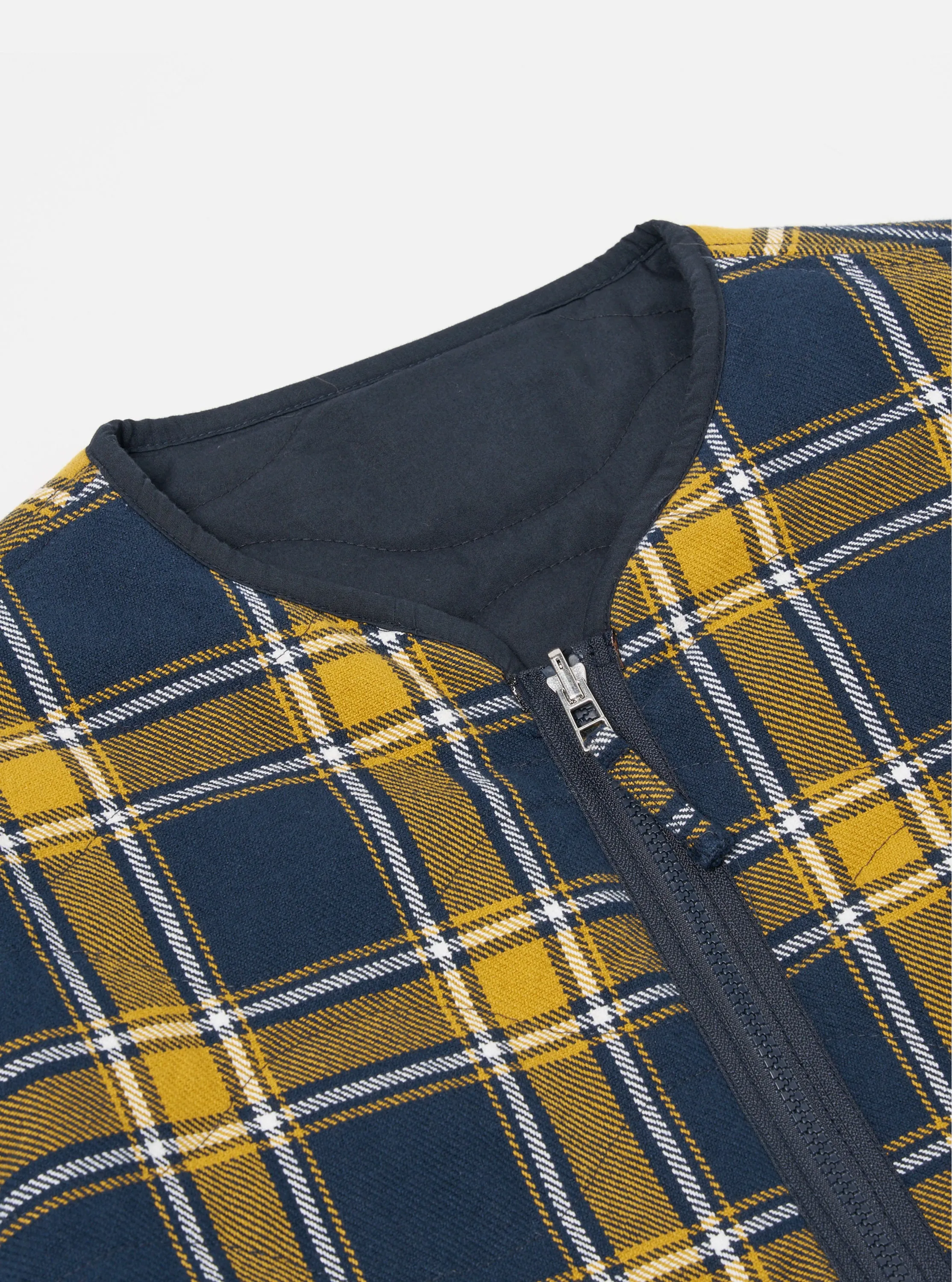 Universal Works Reversible Military Liner Jacket in Yellow/Navy Twill Check Tartan sold by Universal Works product image thumbnail 4