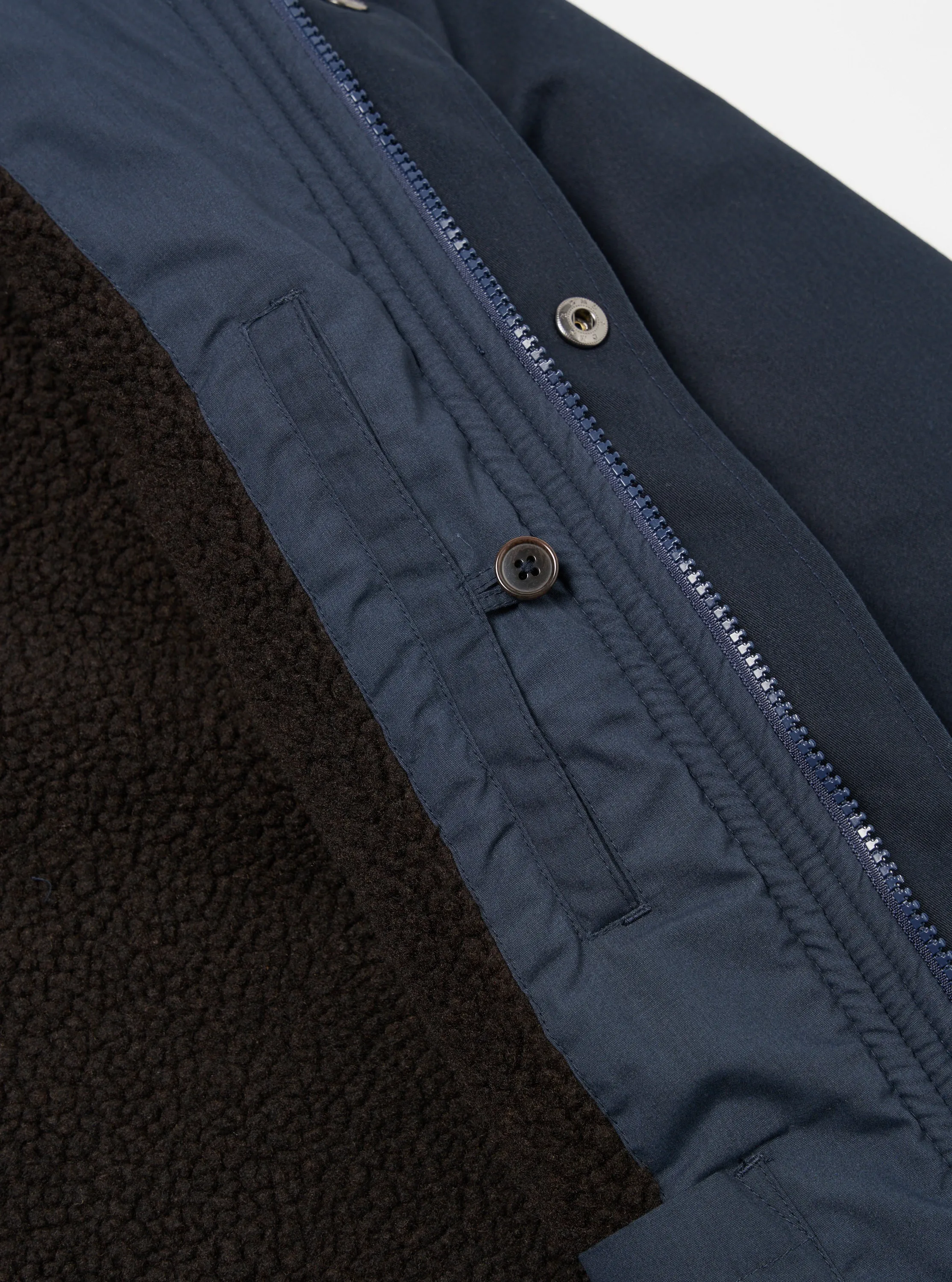 Universal Works Reversible N1 Jacket in Navy/Brown Brushed Polytech/Sherpa sold by Universal Works product image thumbnail 5