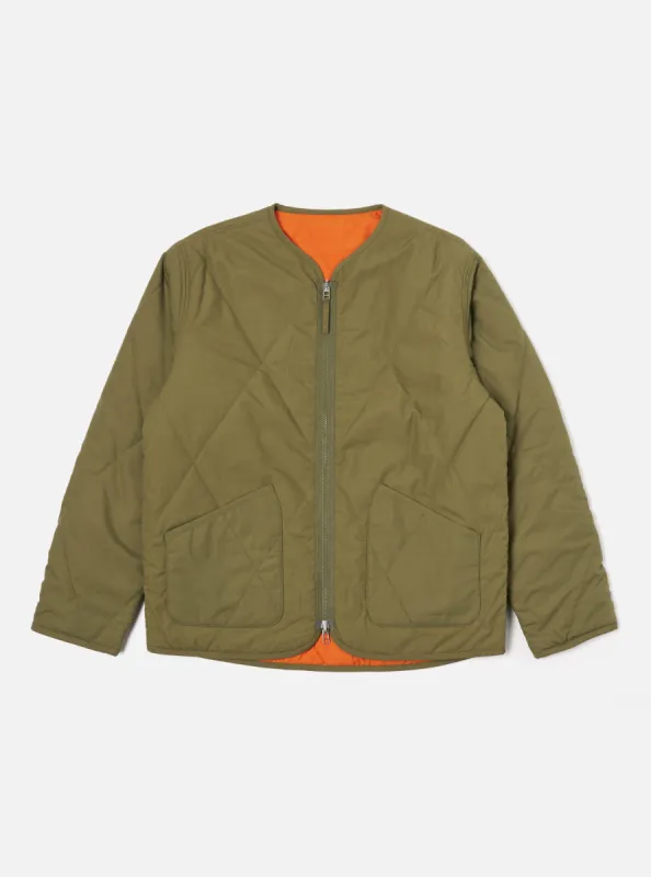 Universal Works Reversible Military Liner Jacket in Olive/Orange Recycled Polytech sold by Universal Works